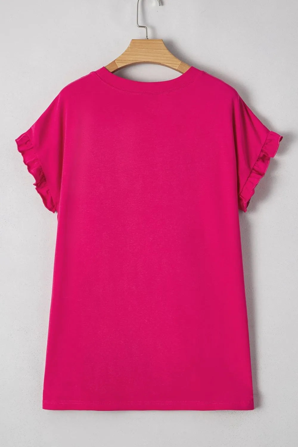 Frill Color Block Crew Neck Loose Fit T Shirt