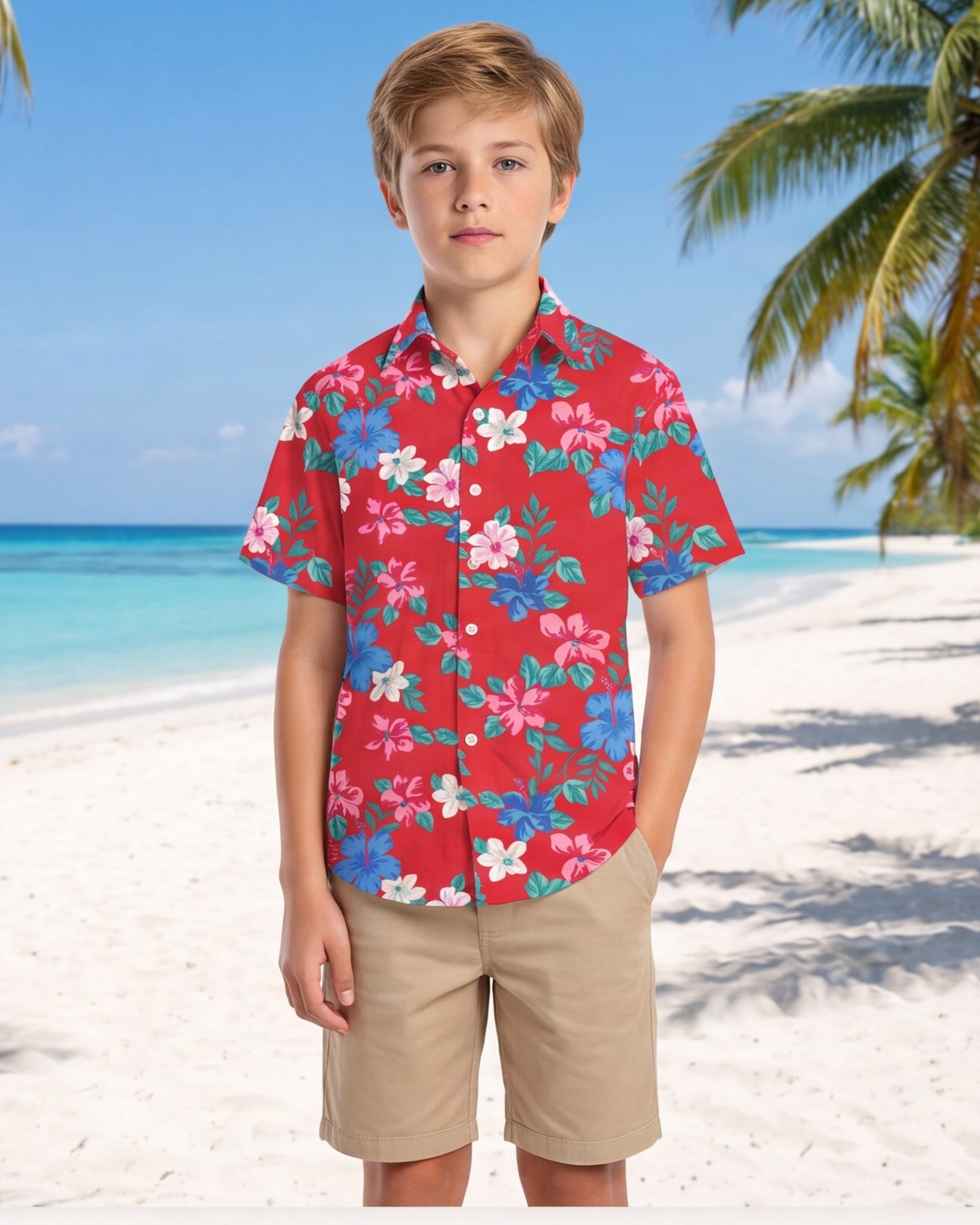 Youth Hawaiian Shirt - Island Florals