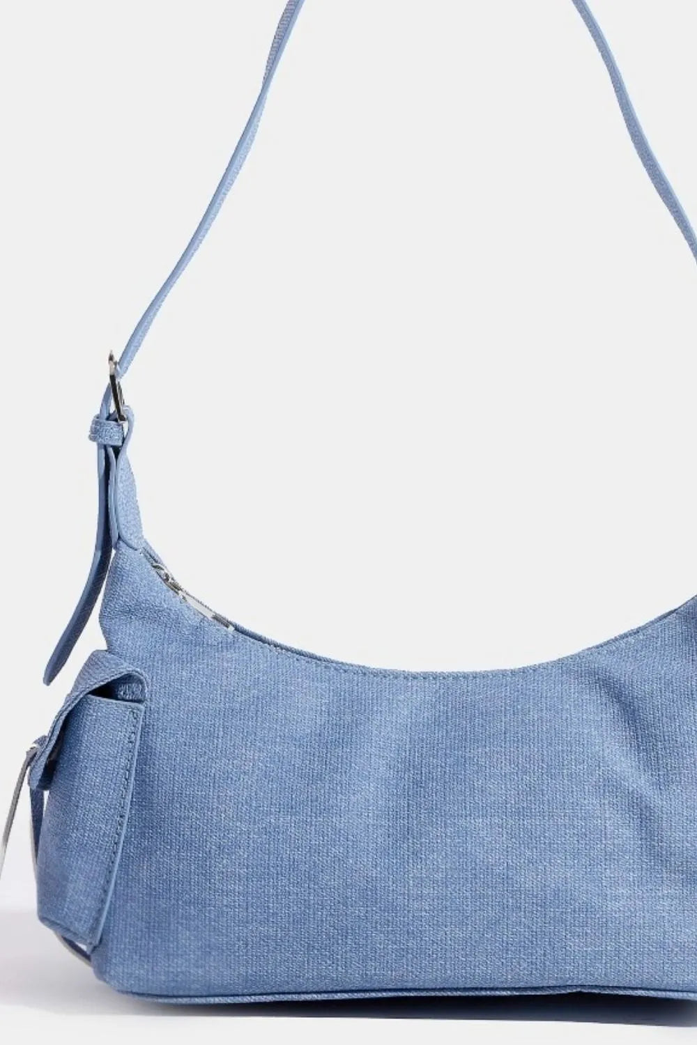 Braided Accent Double Pocket Shoulder Bag in Soft Blue.