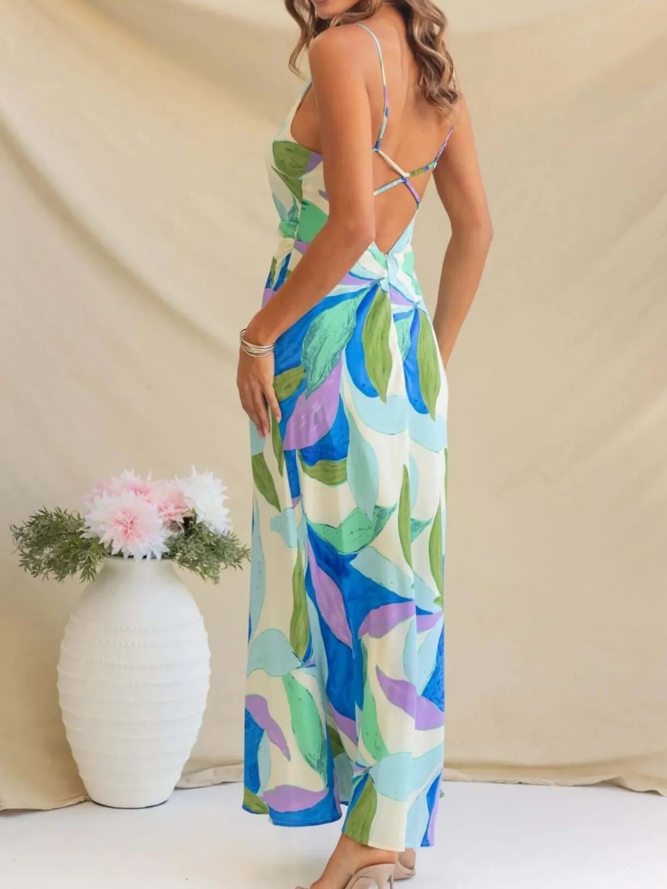 Printed Balloon Sleeve Maxi Shirt Dress with Tie.
