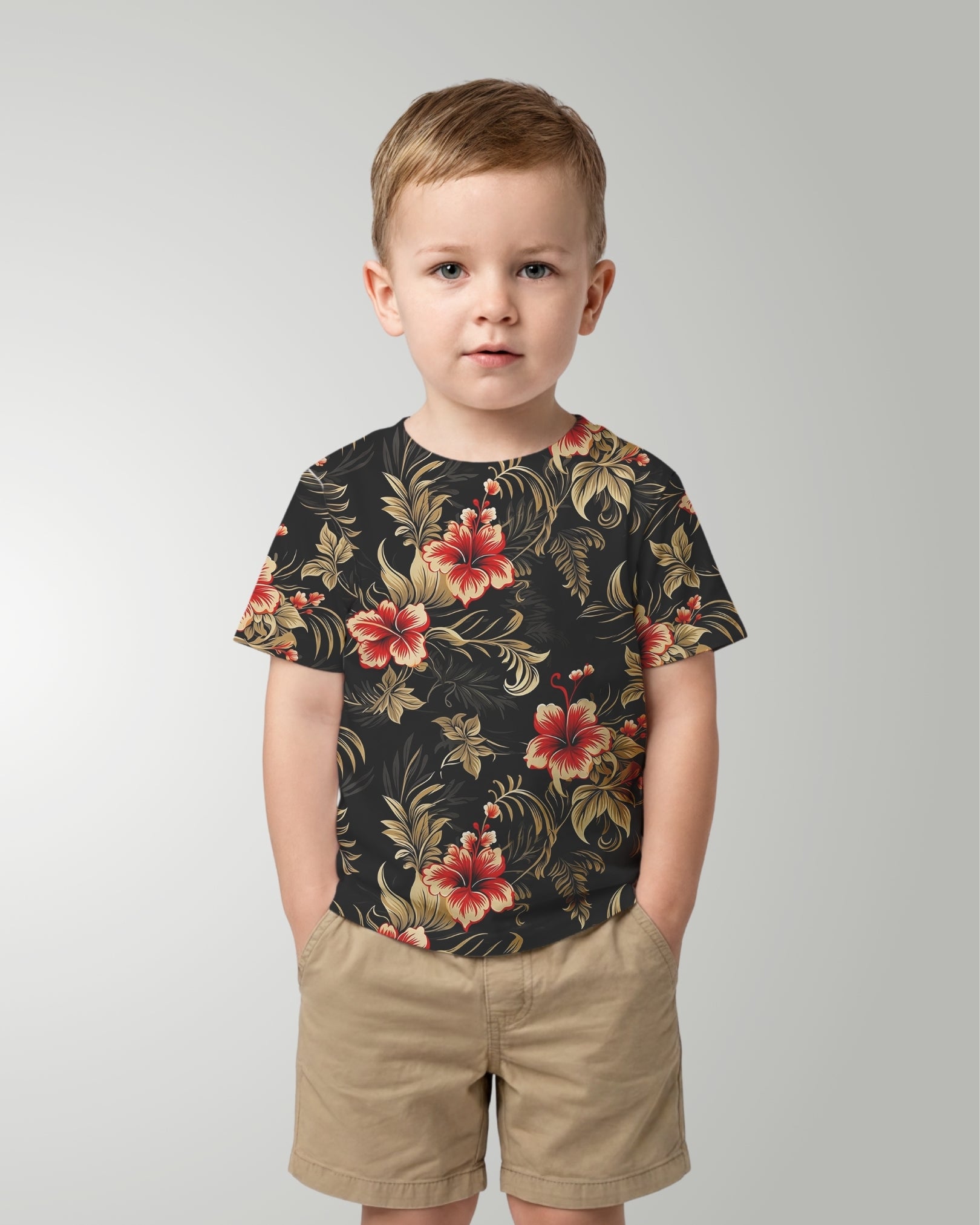 Childs Hawaiian Tee - Midnight Hibiscus