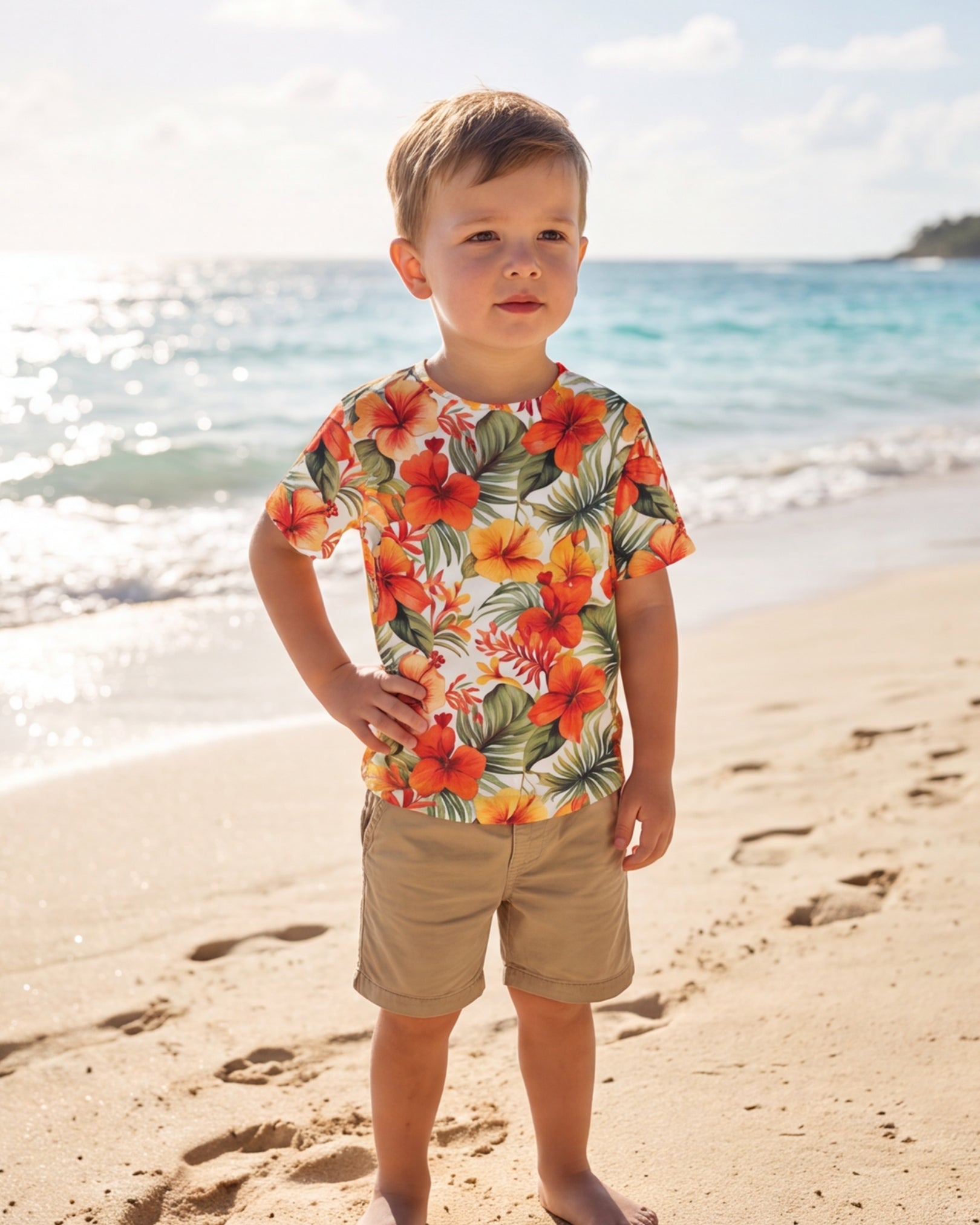 Childs Hawaiian Tee - Sunset Bloom