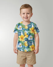 Childs Button Jersey - Yellow Hibiscus
