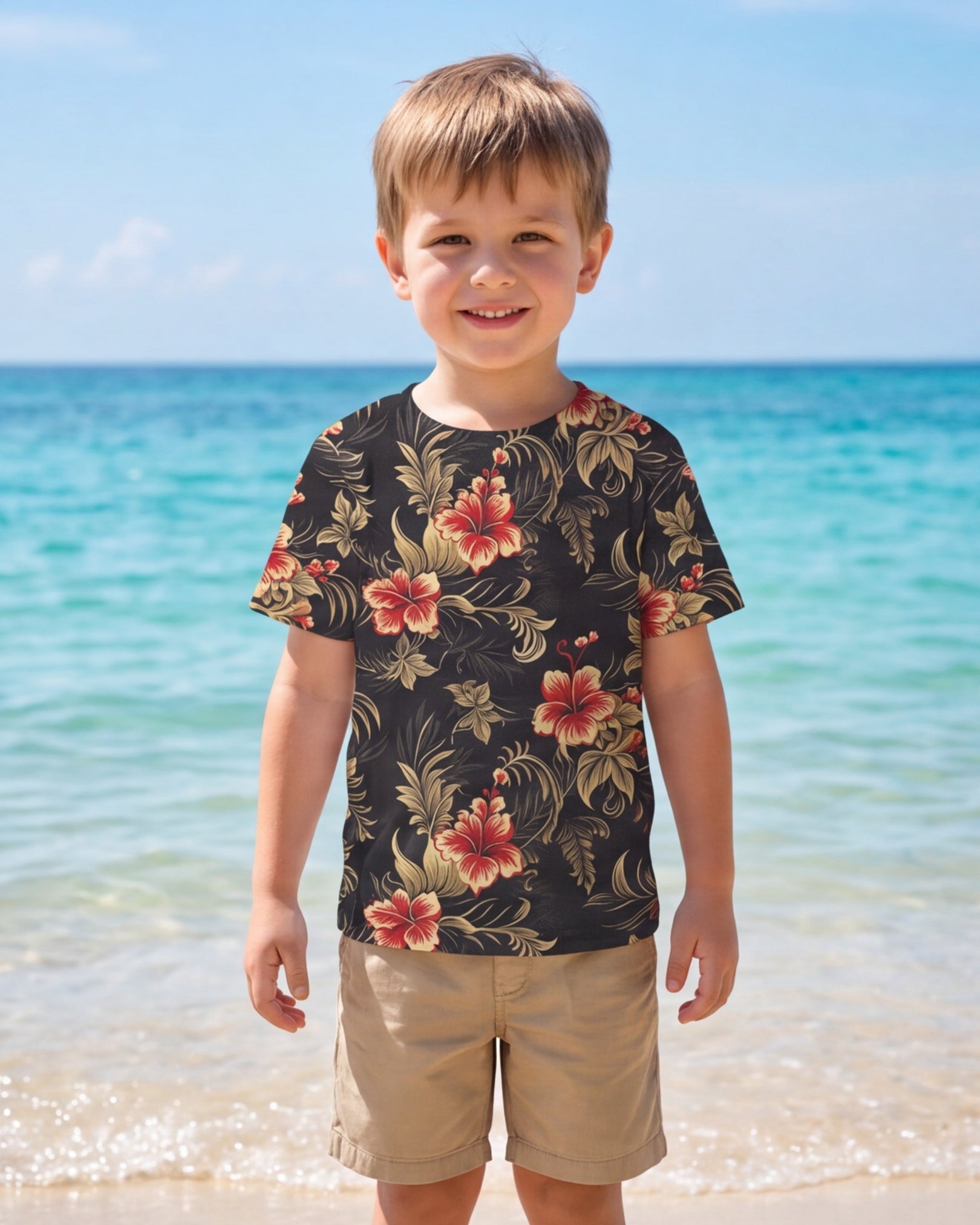 Childs Hawaiian Tee - Midnight Hibiscus