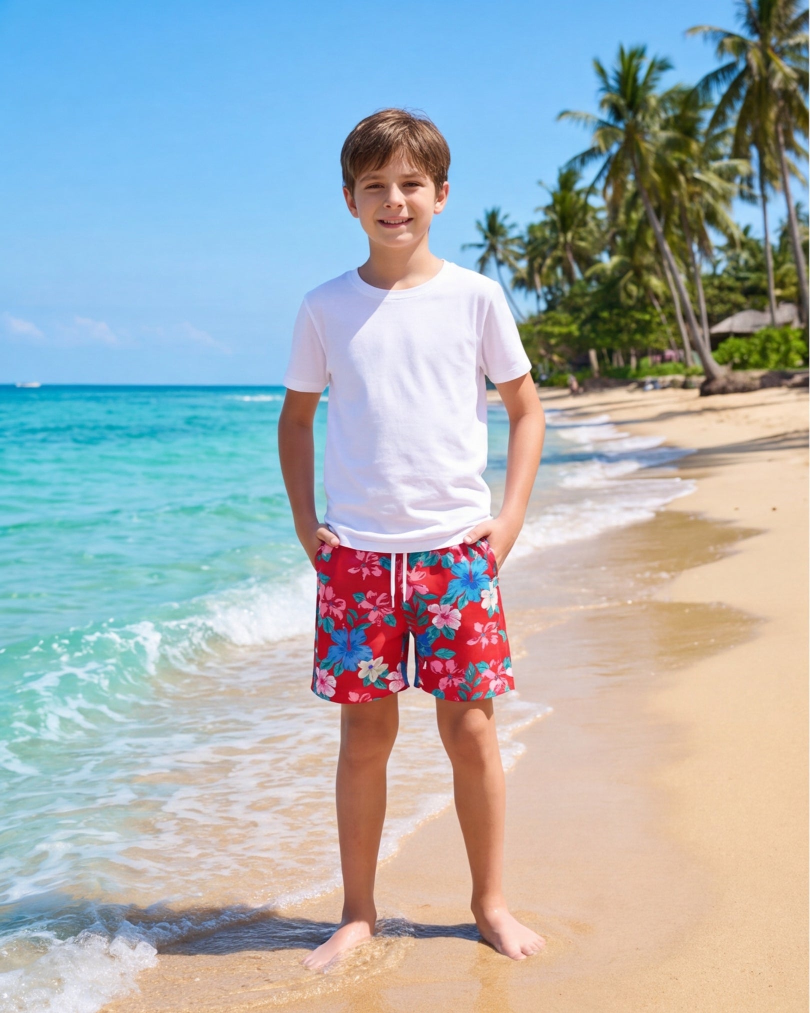 Youth Beach Shorts - Island Florals