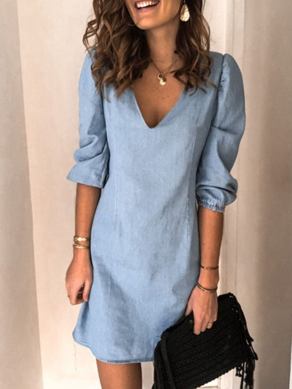 V-Neck Half Sleeve Dress