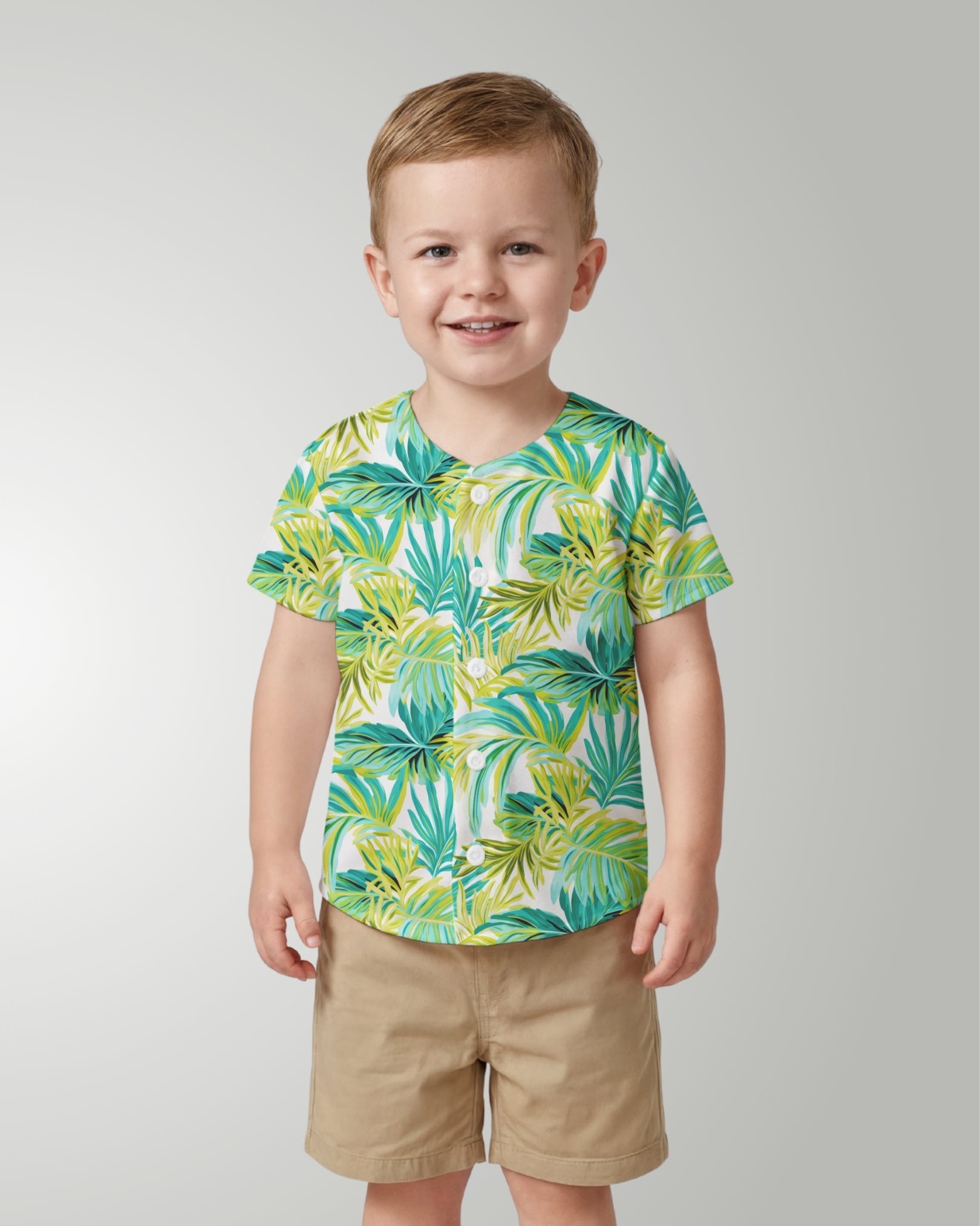 Childs Button Jersey - Green Palms