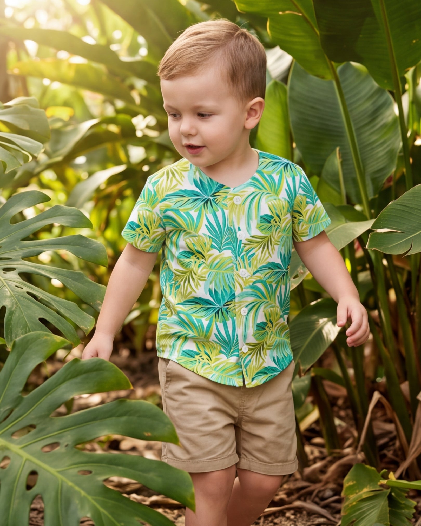 Childs Button Jersey - Green Palms