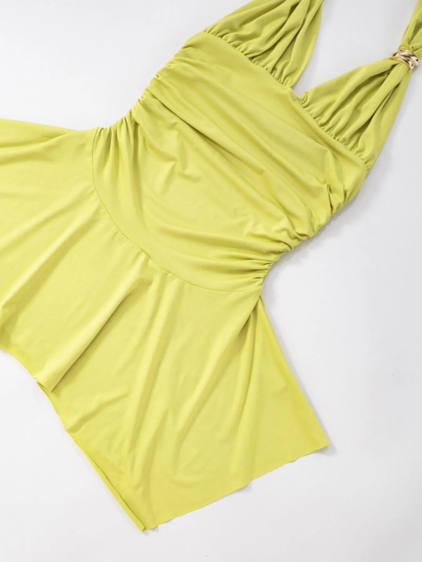 Plus Size Ruched Halter Neck Midi Dress - Tied.