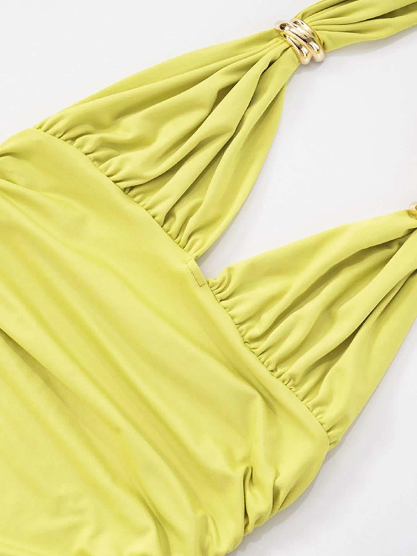 Plus Size Ruched Halter Neck Midi Dress - Tied.