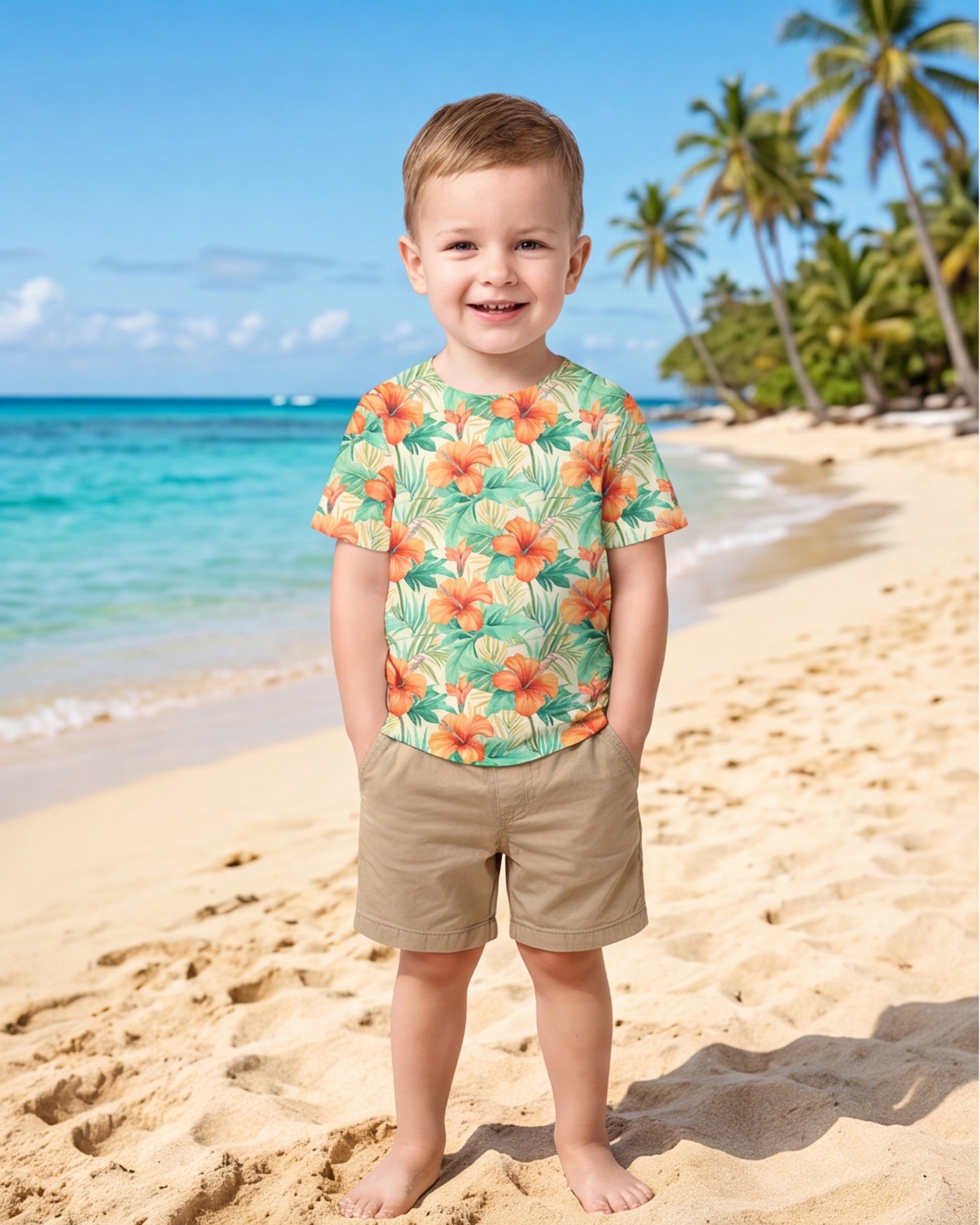 Childs Hawaiian Tee - Sunrise Lagoon