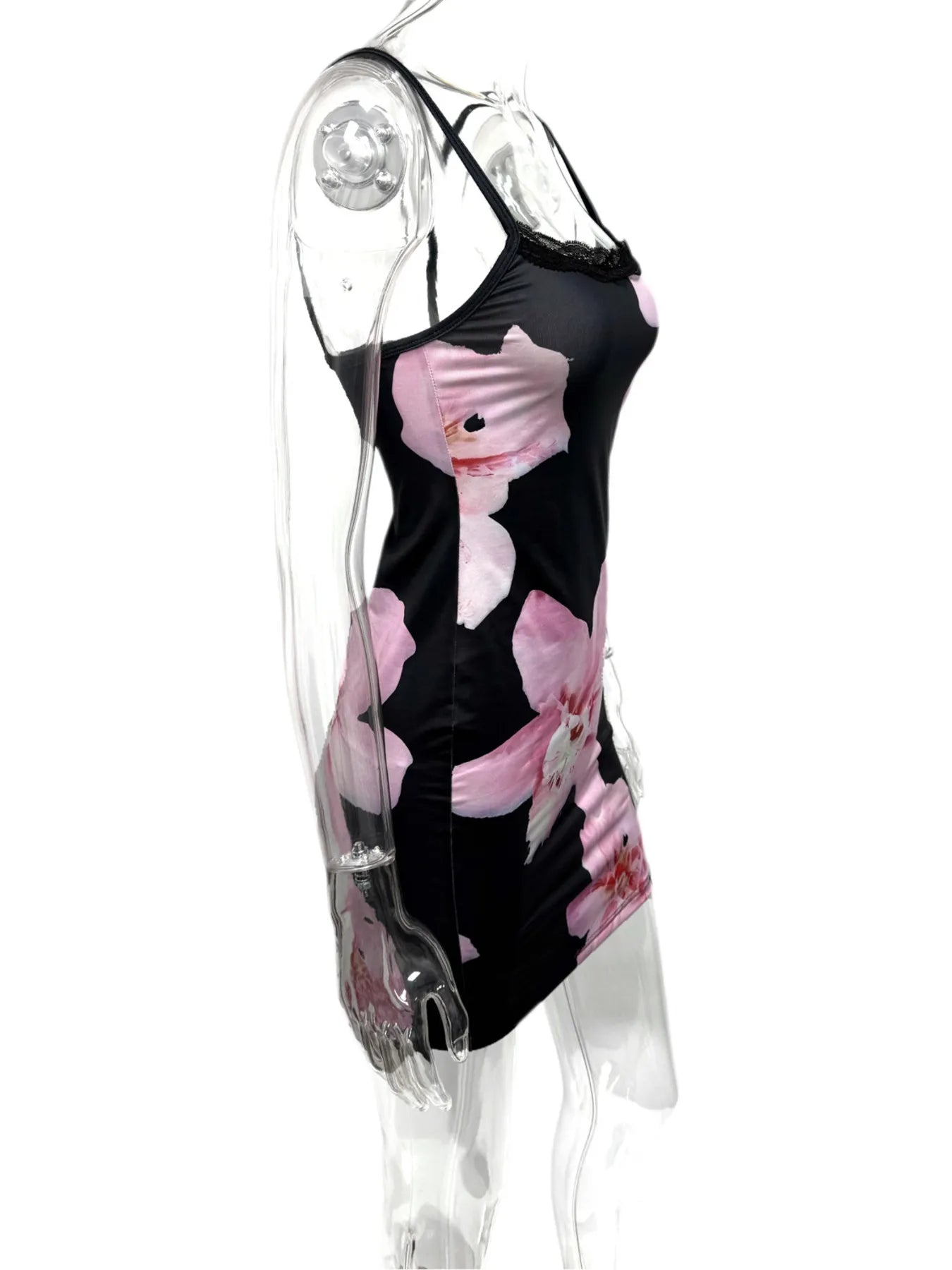 Floral Print Bodycon Maxi Dress with Spaghetti Straps.