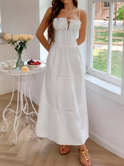 Smocked Crisscross Back Denim Mini Dress - Backless & Tied.