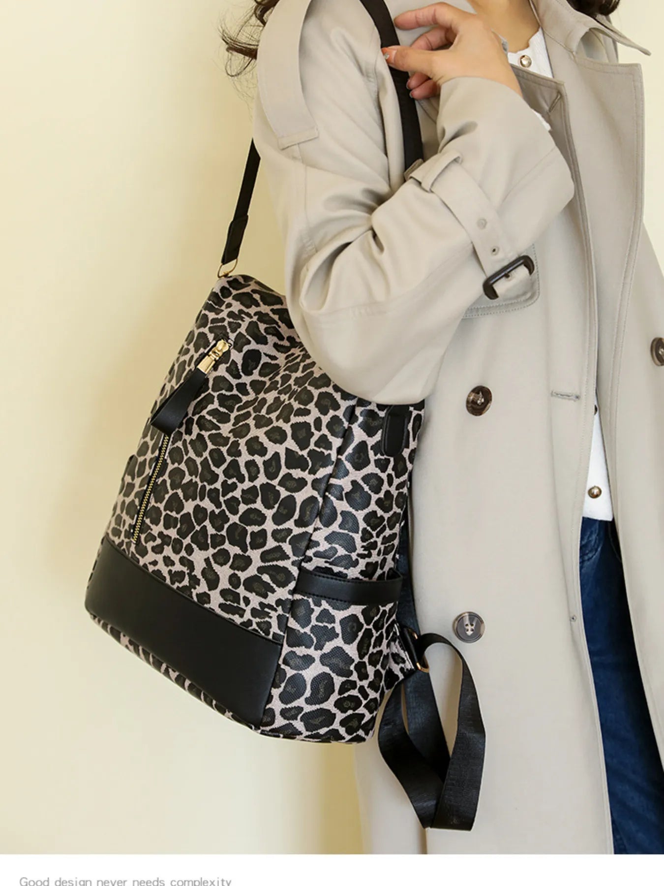 Leopard Print Backpack Bag - Medium.