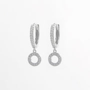 925 Sterling Silver Inlaid Zircon Hoop Dangle Earrings