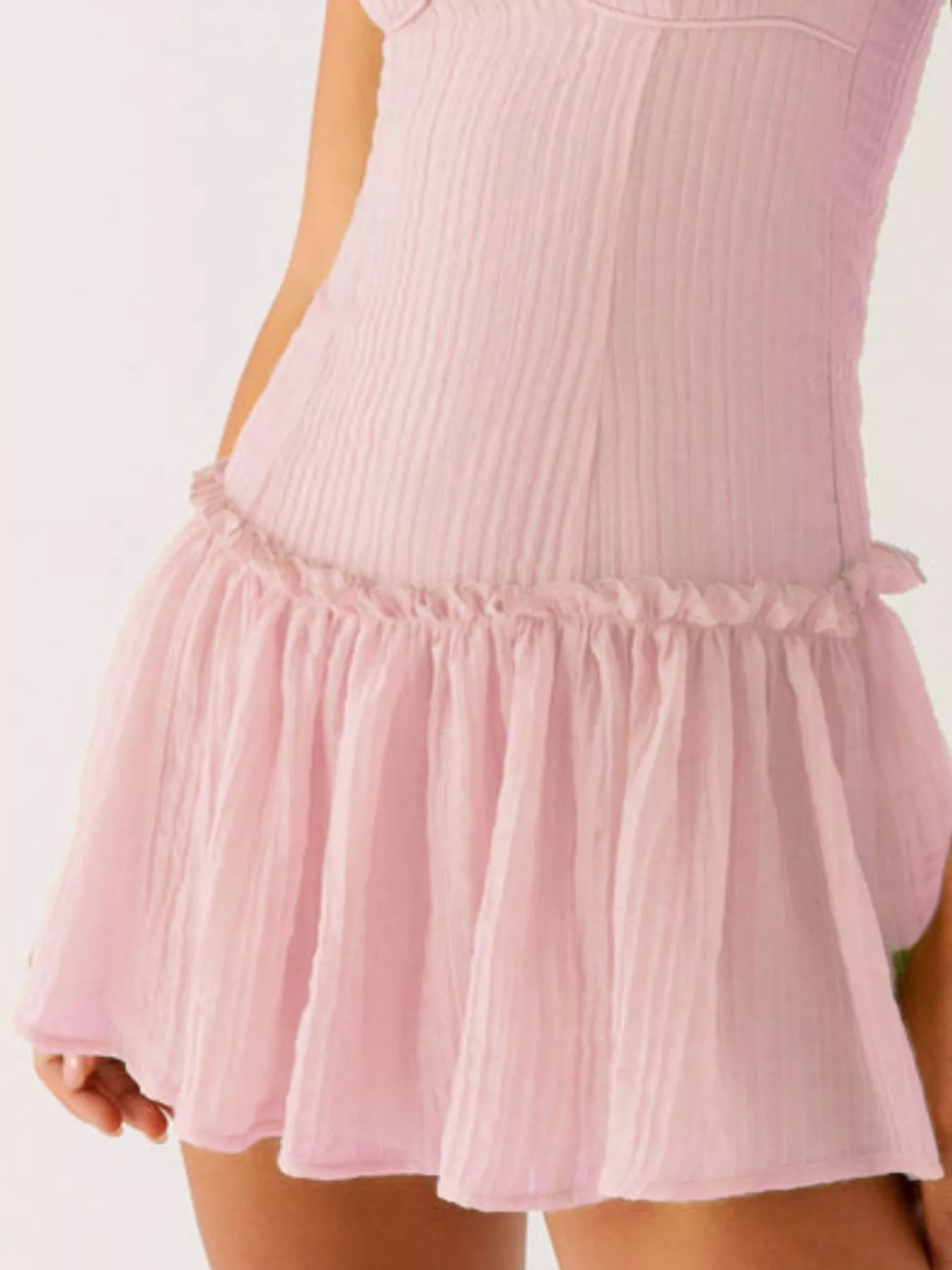 Ruffle Sleeve V-Neck Tiered Midi Dress - Smocked.