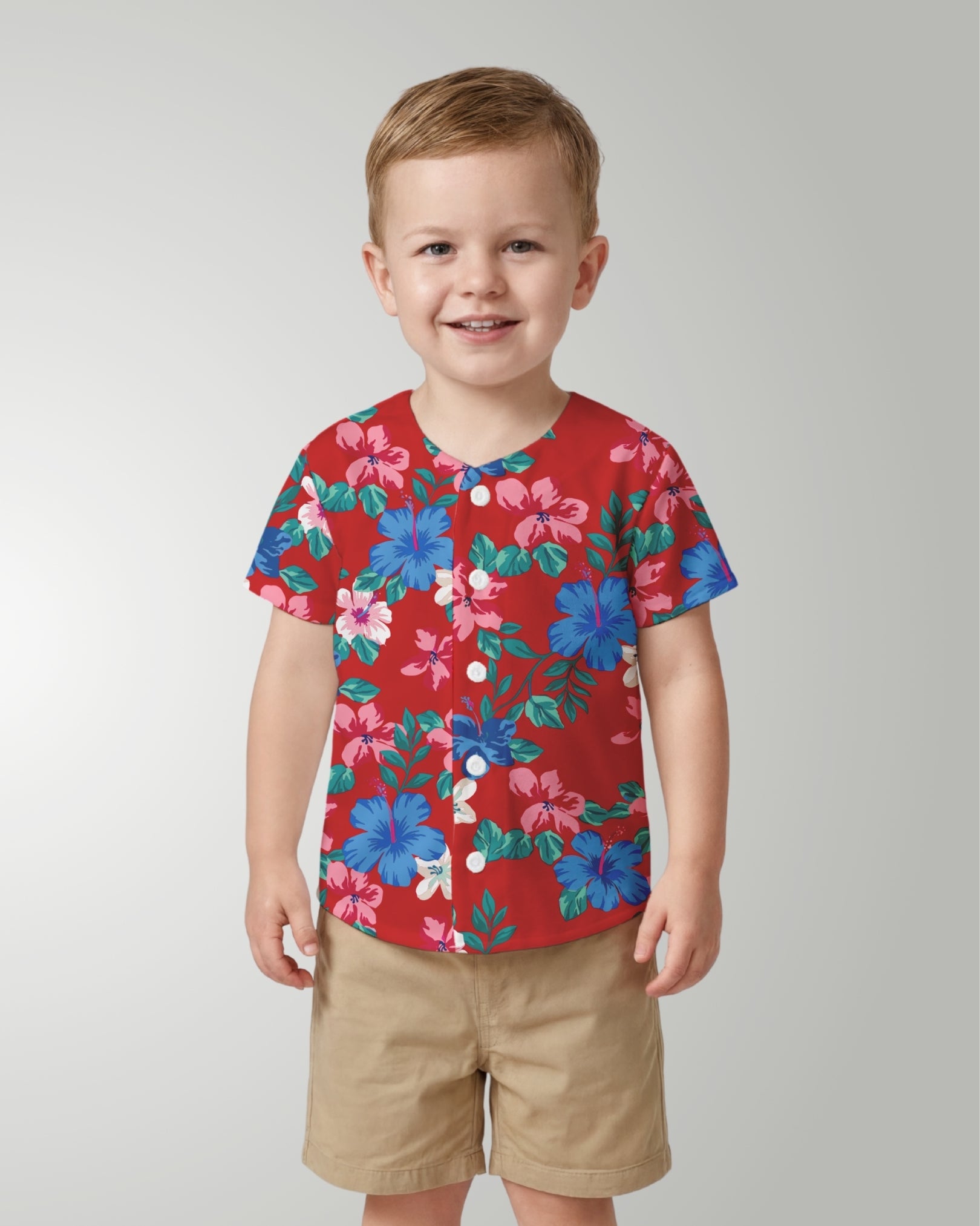 Childs Button Jersey - Island Florals