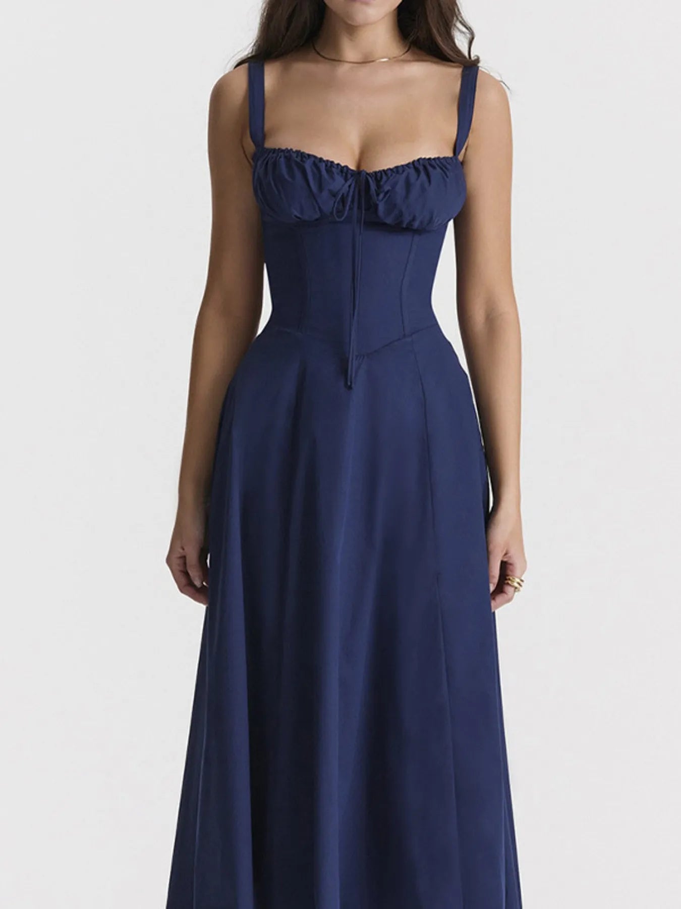 Smocked Back Tie Front Cami Dress - Frill & Ruched.