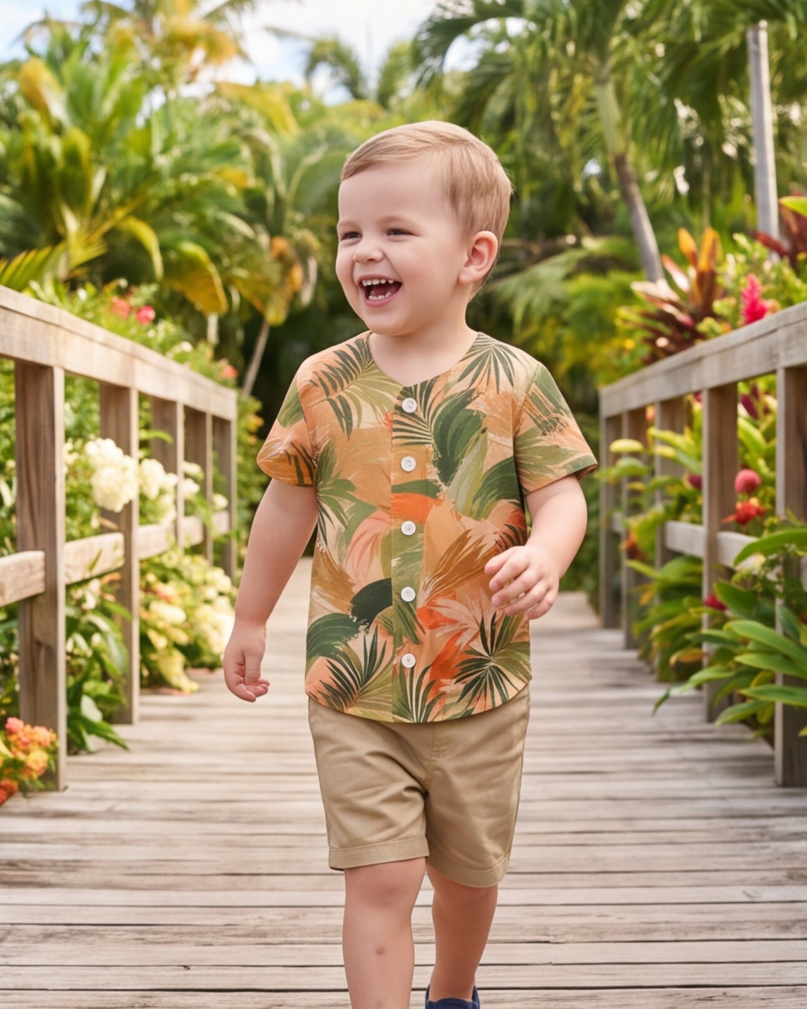 Childs Button Jersey - Peachy Palms