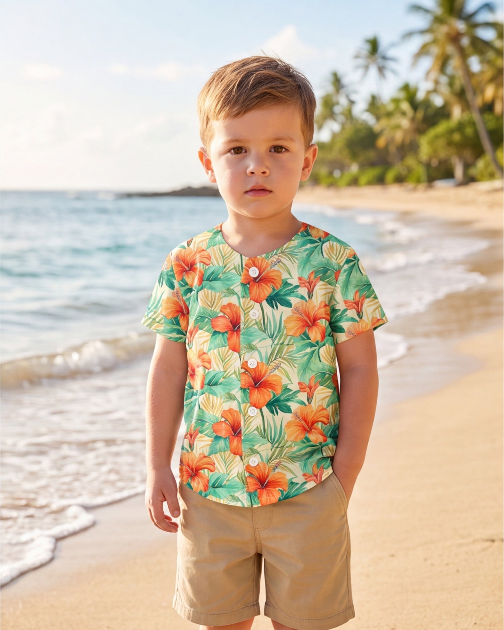 Childs Button Jersey - Sunrise Lagoon