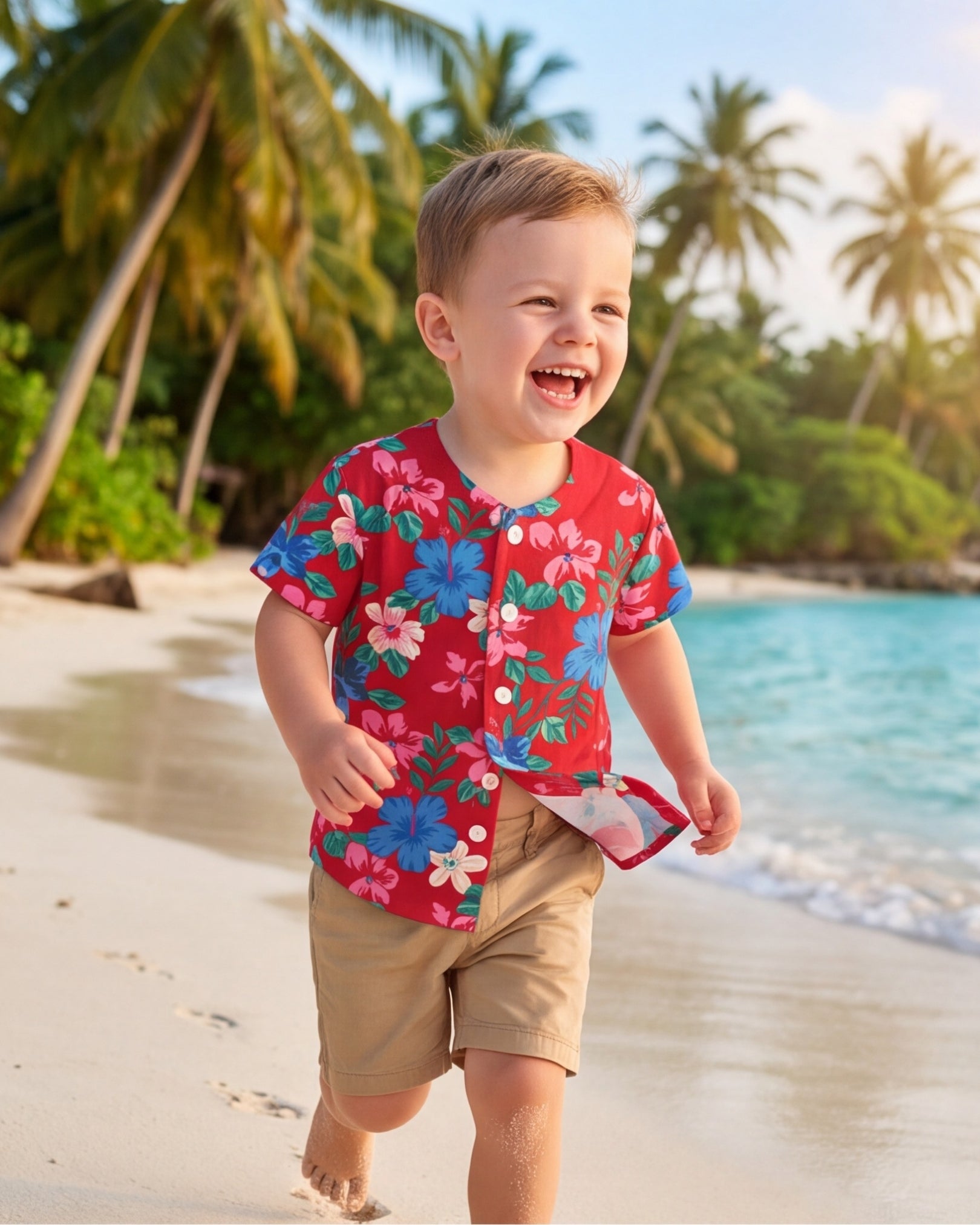 Childs Button Jersey - Island Florals