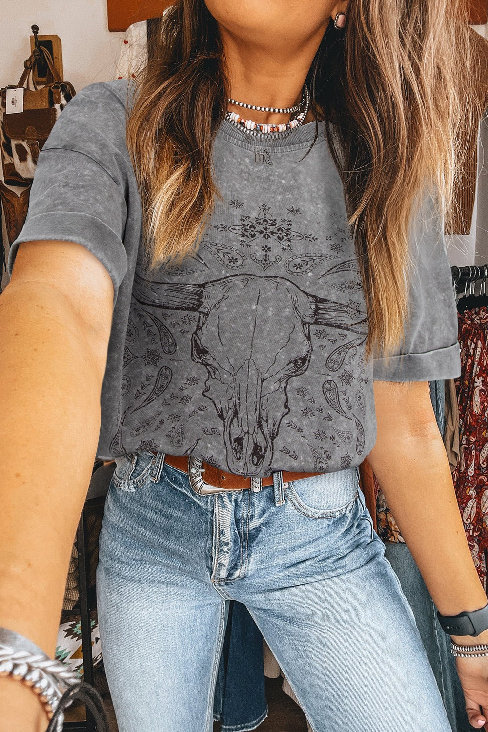 Bull Head Round Neck Half Sleeve T-Shirt