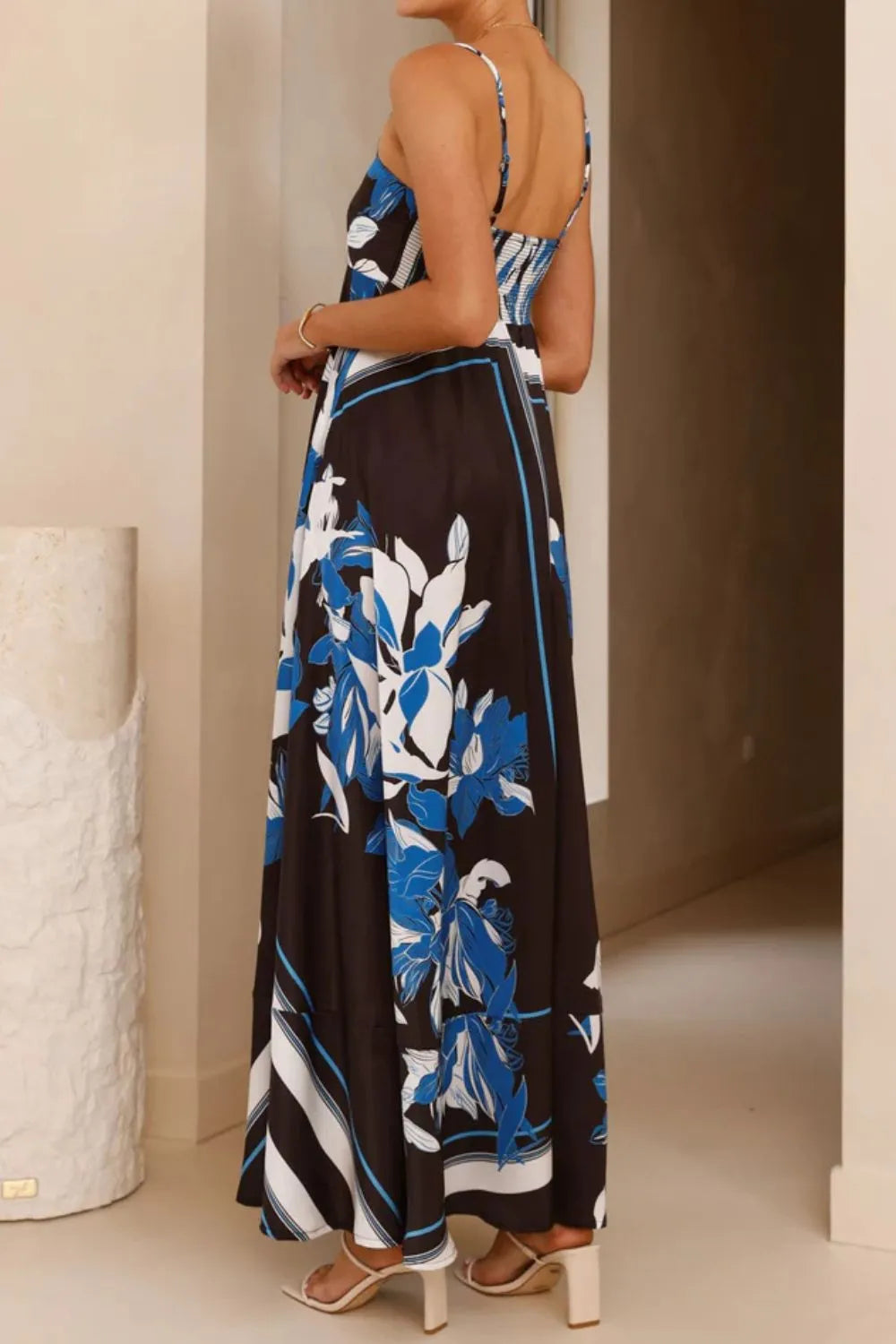 Printed Square Neck Maxi Cami Dress - Basic.