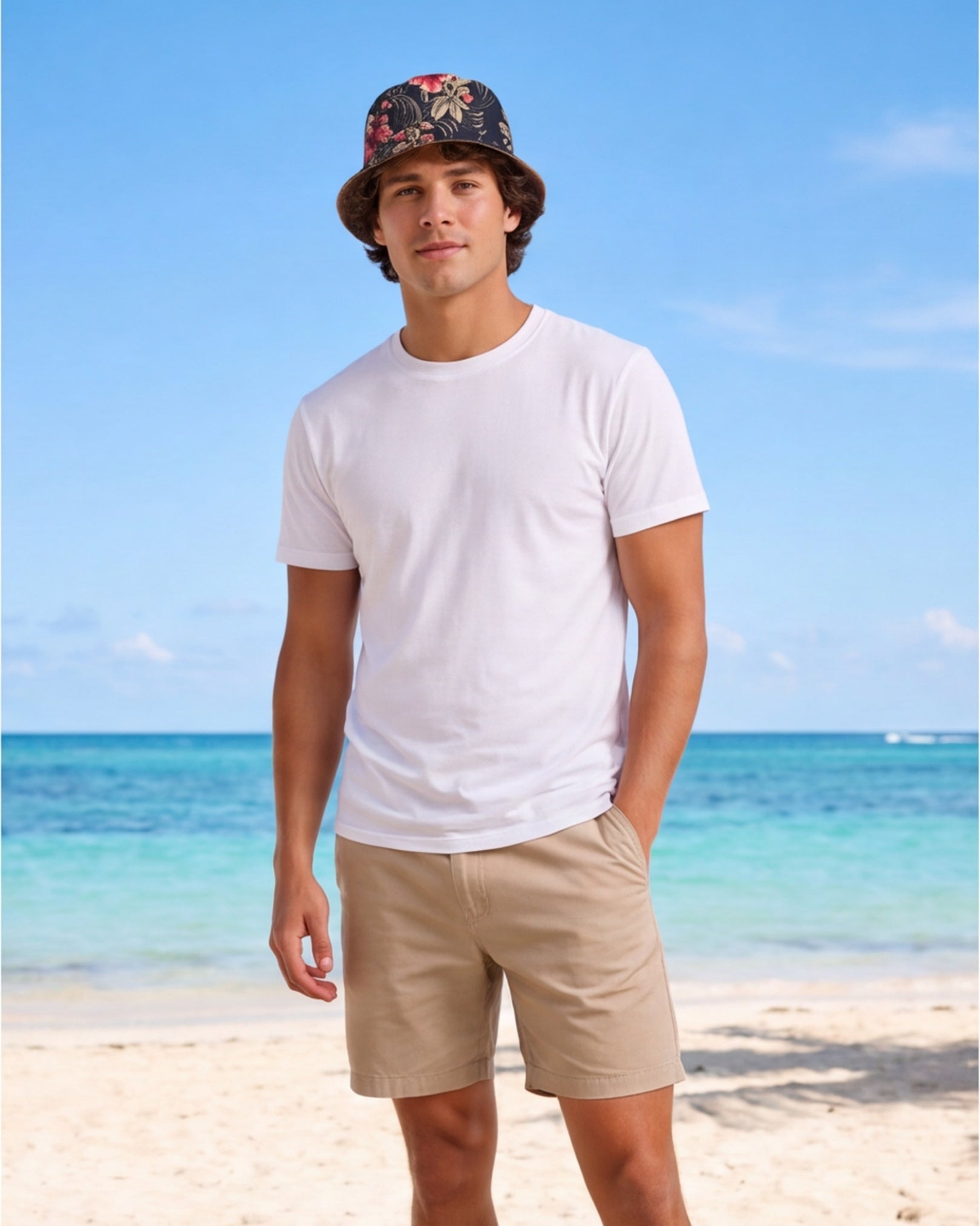 Reversible Bucket Hat - Midnight Hibiscus