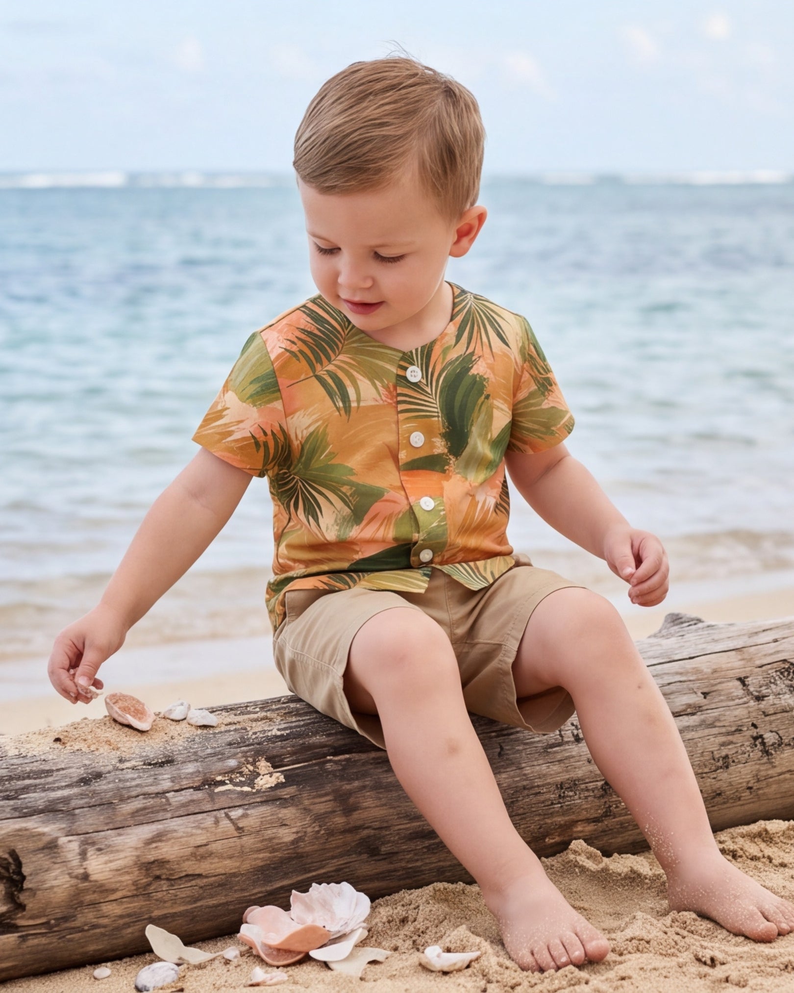 Childs Button Jersey - Peachy Palms