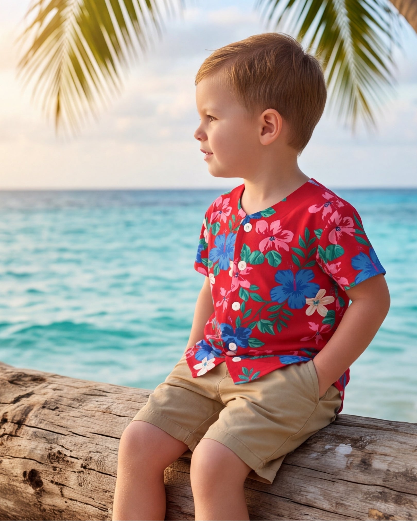 Childs Button Jersey - Island Florals
