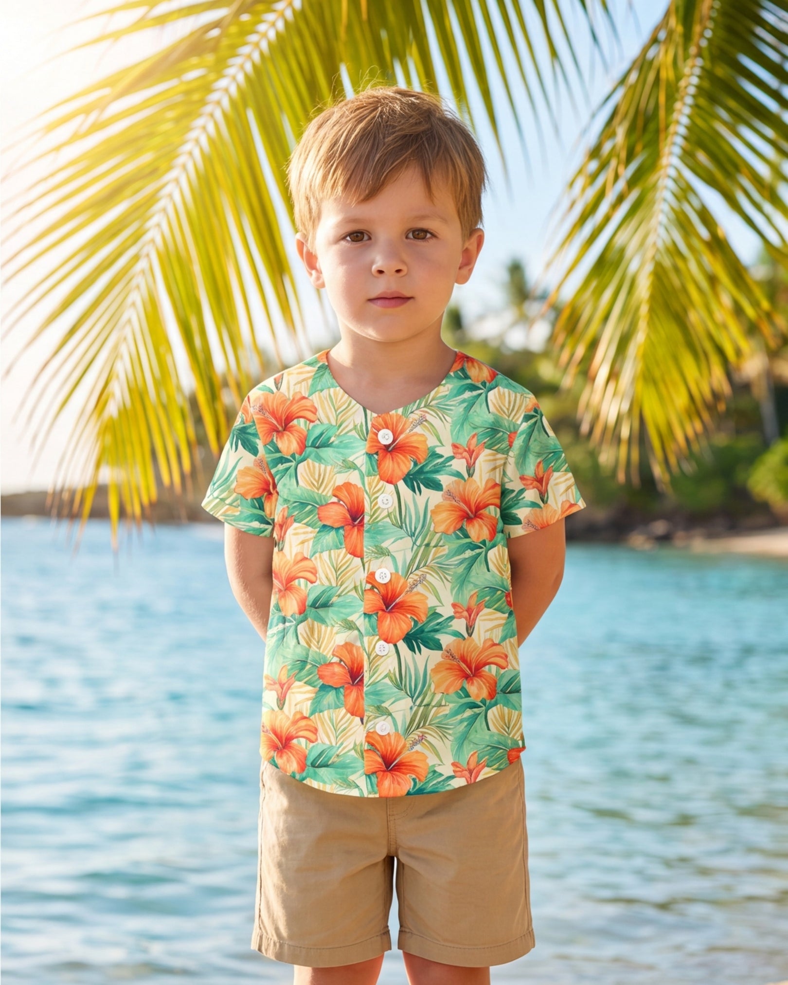 Childs Button Jersey - Sunrise Lagoon