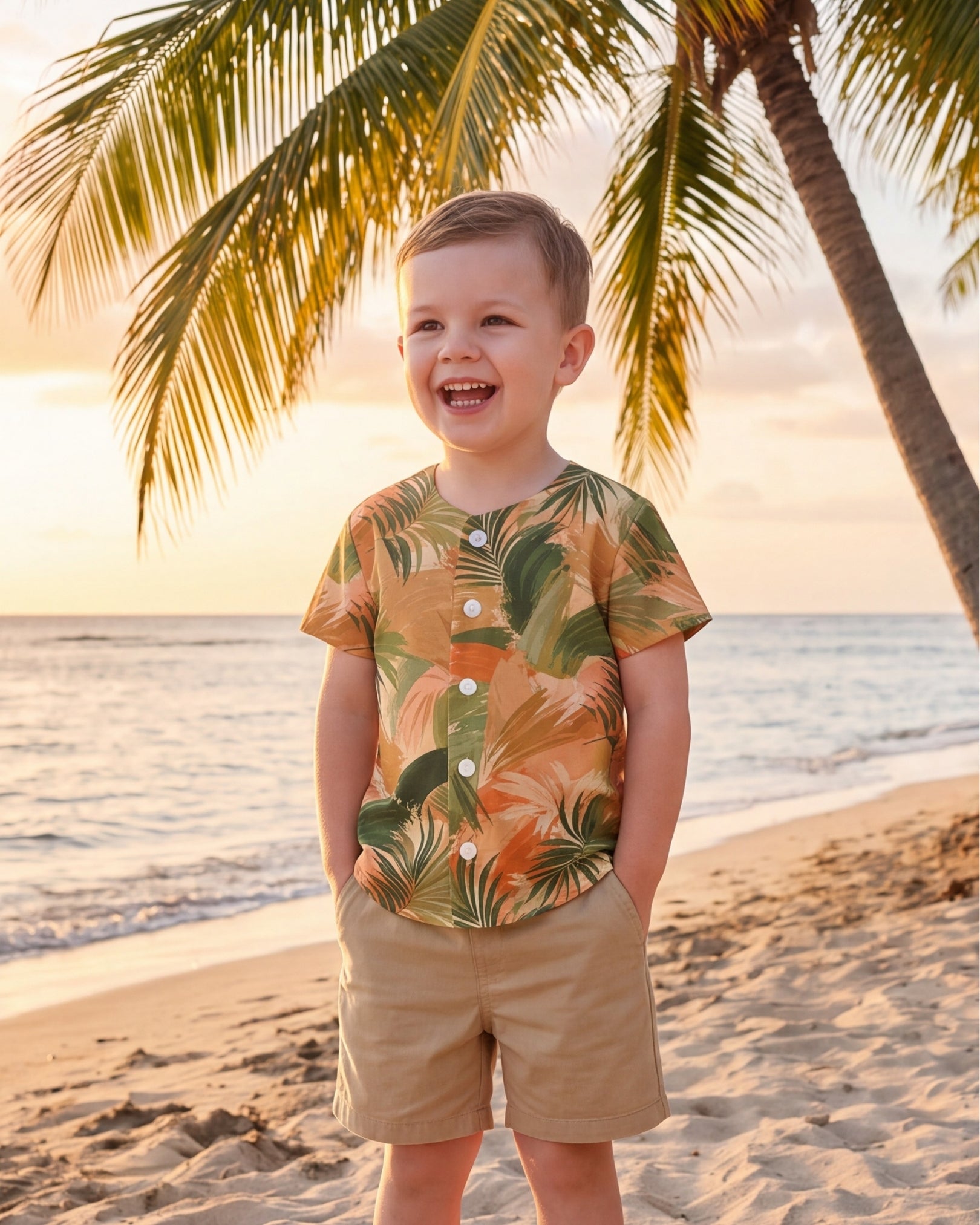 Childs Button Jersey - Peachy Palms