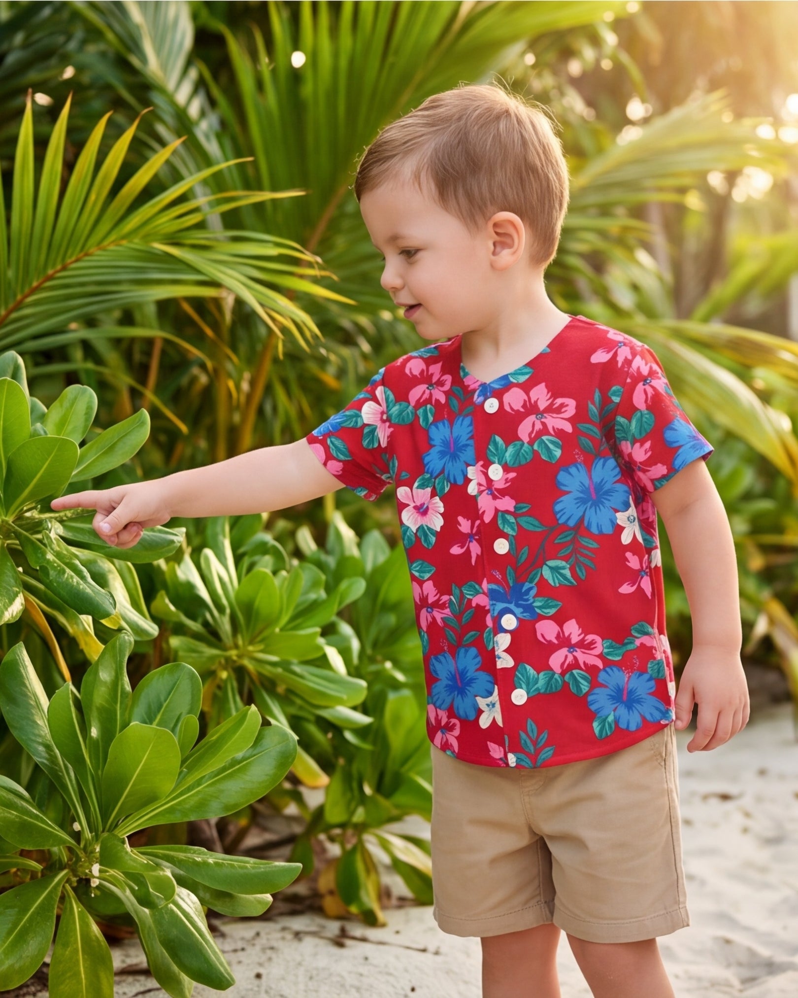 Childs Button Jersey - Island Florals
