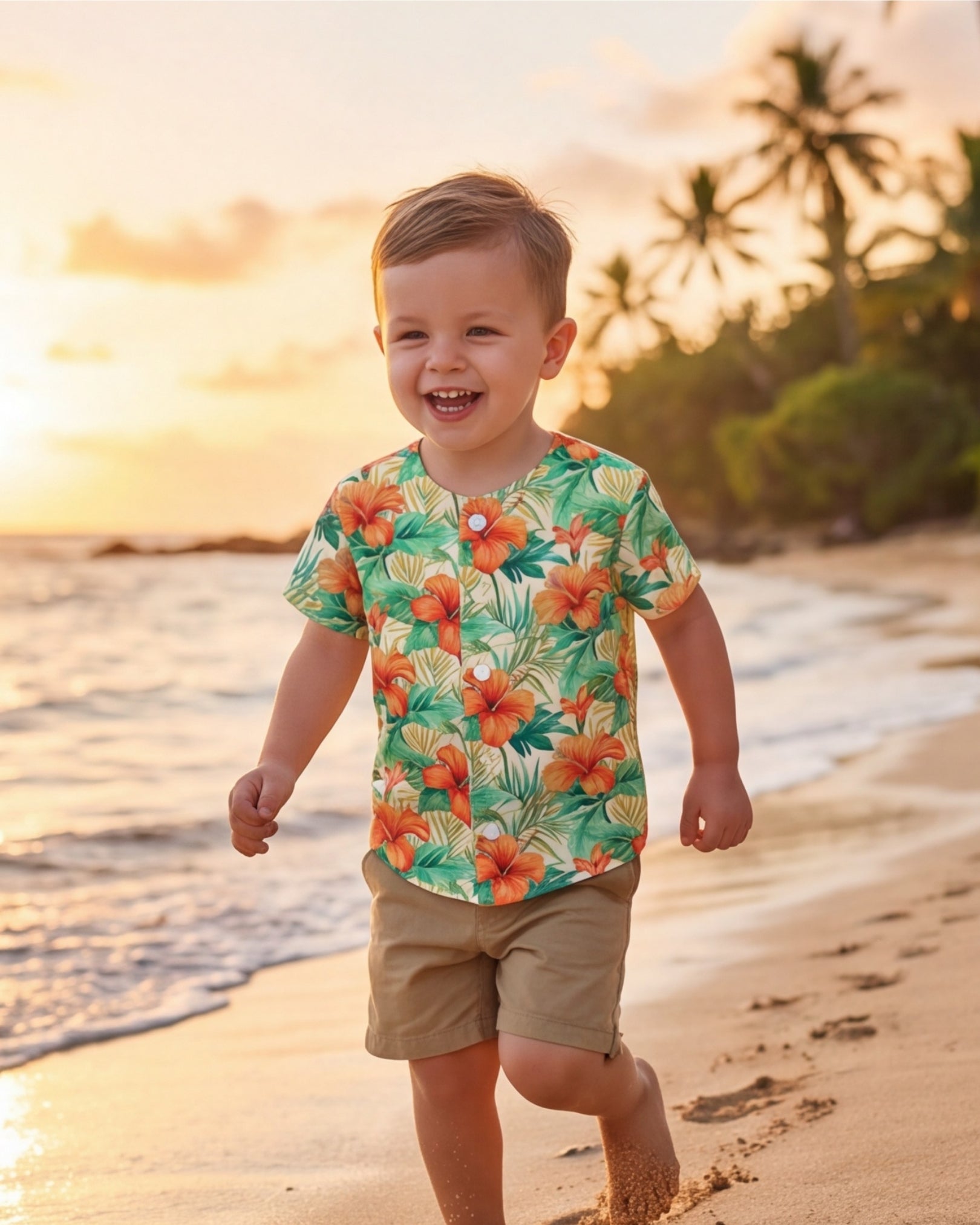 Childs Button Jersey - Sunrise Lagoon