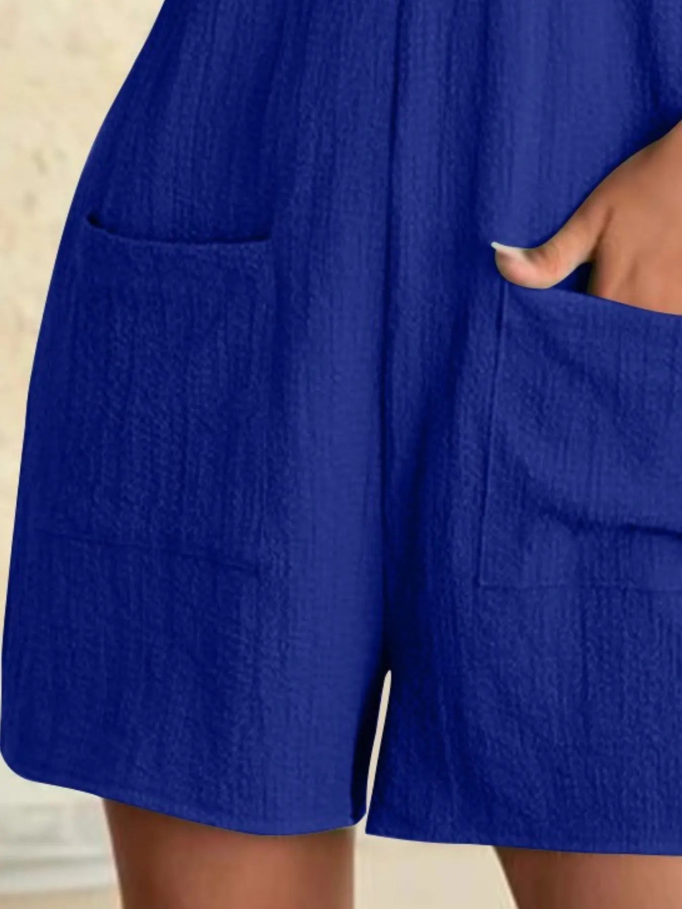 Plus Size Knot Strap Romper with Pockets.