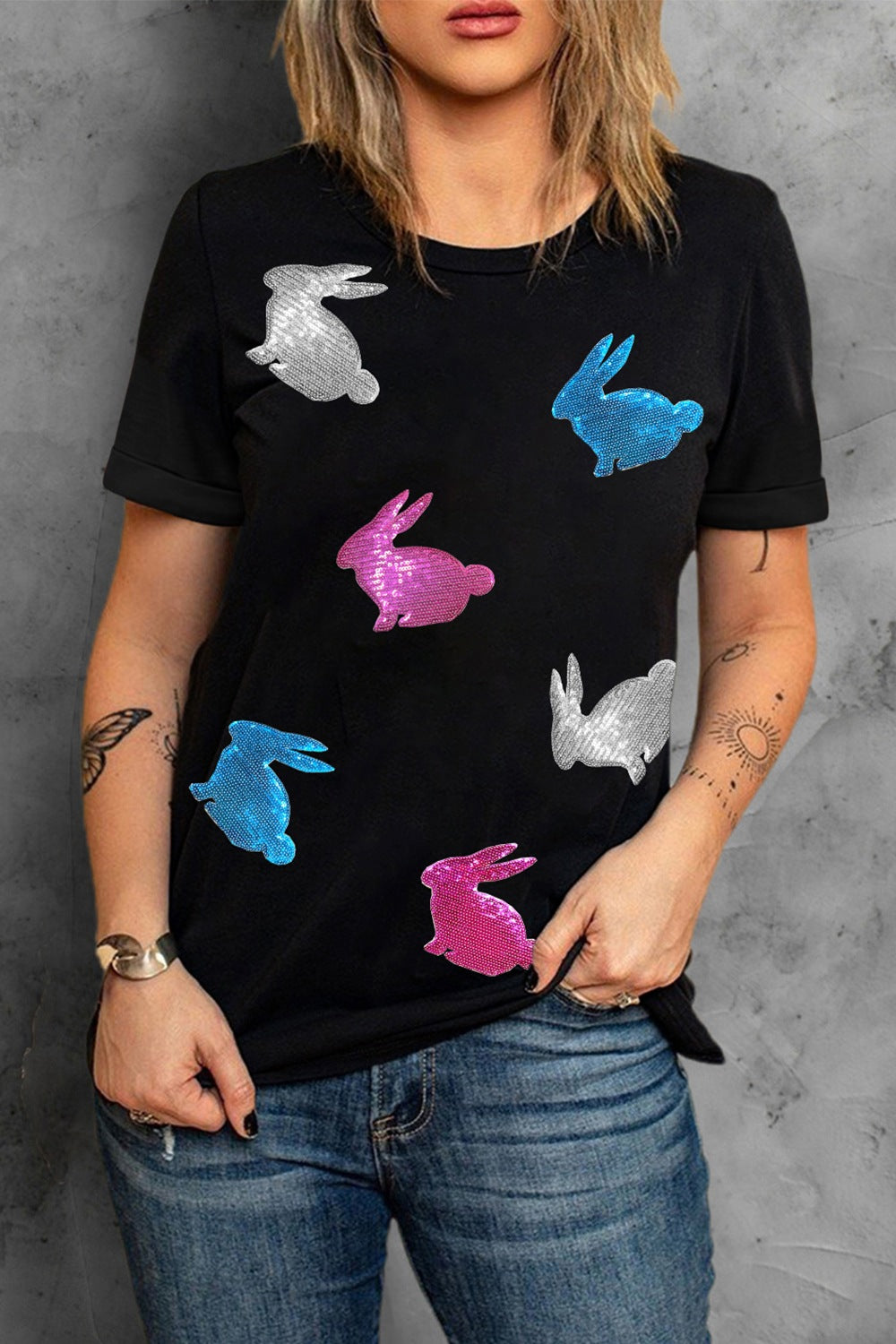 Easter Bunny Round Neck T-Shirt