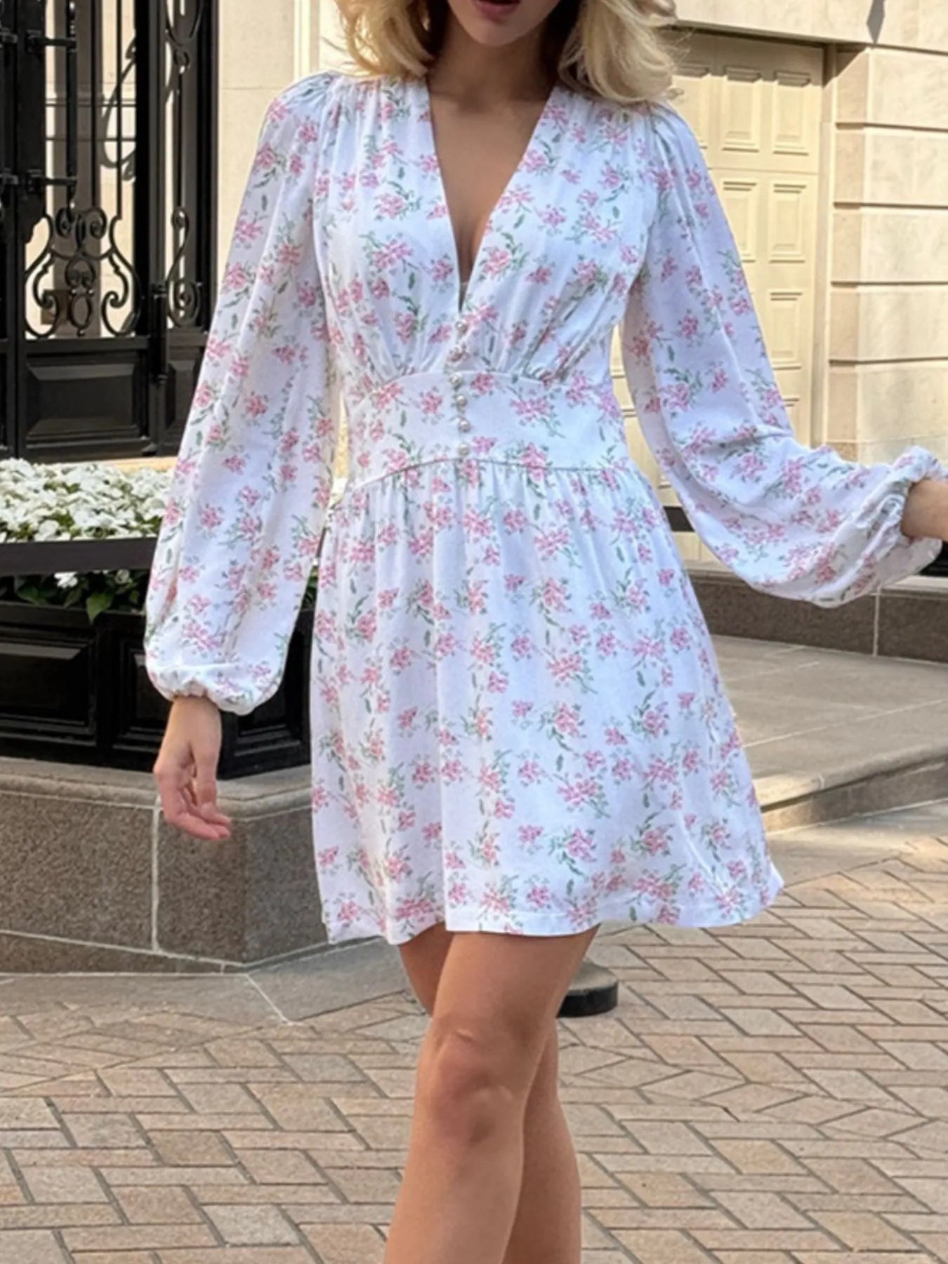 Floral Print Bodycon Cami Dress with Lace Trim.