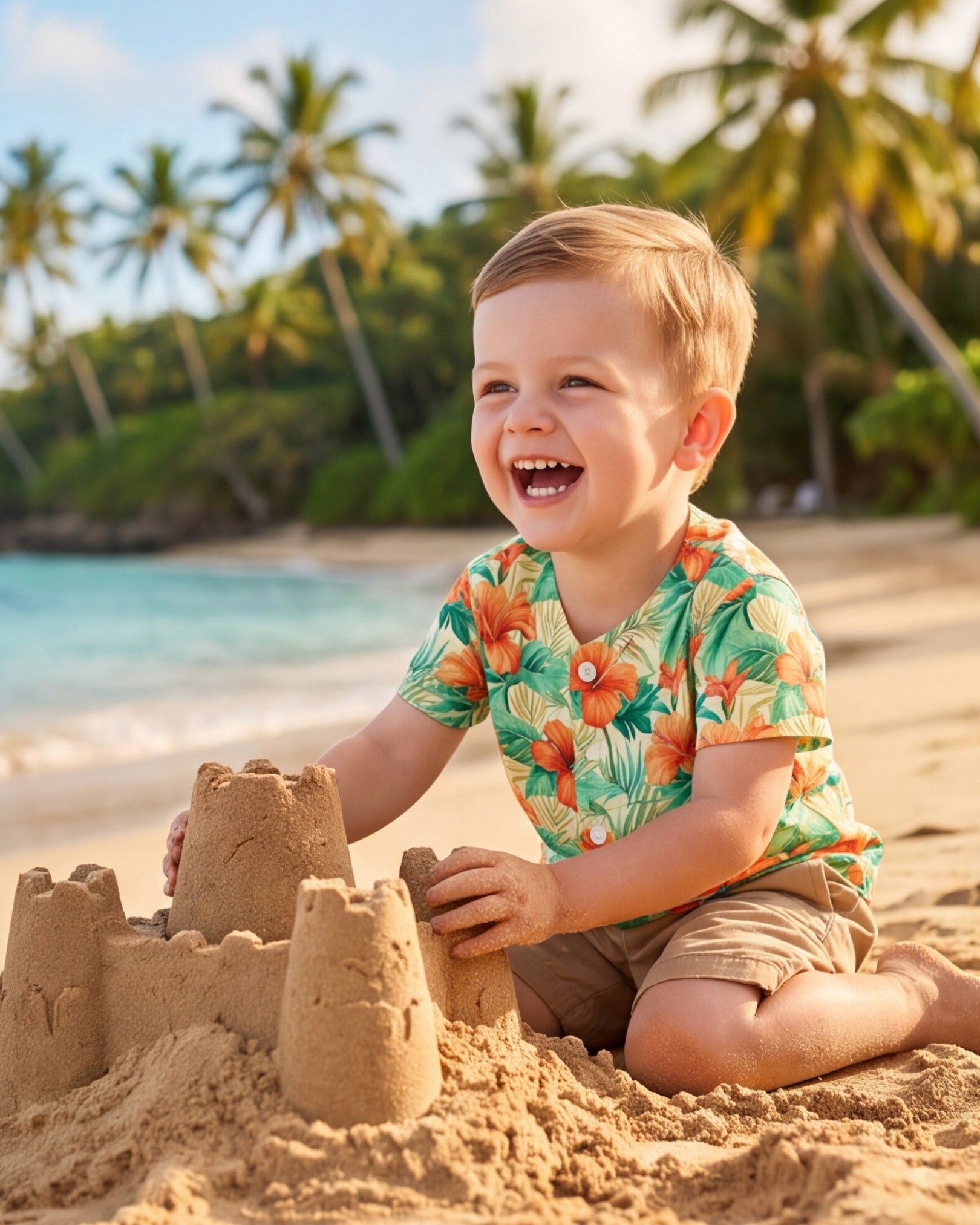 Childs Button Jersey - Sunrise Lagoon