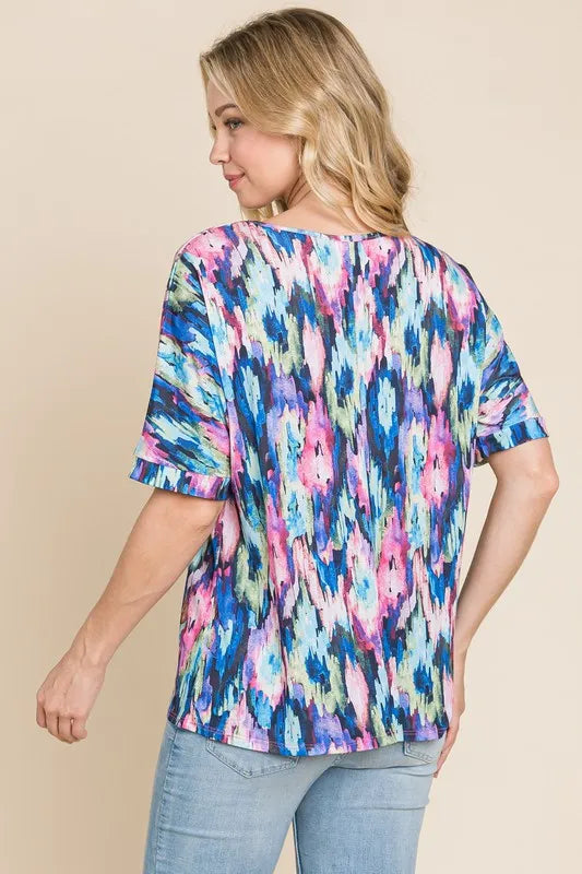 Lightweight Contrast Round Neck Short Sleeve T-Shirt