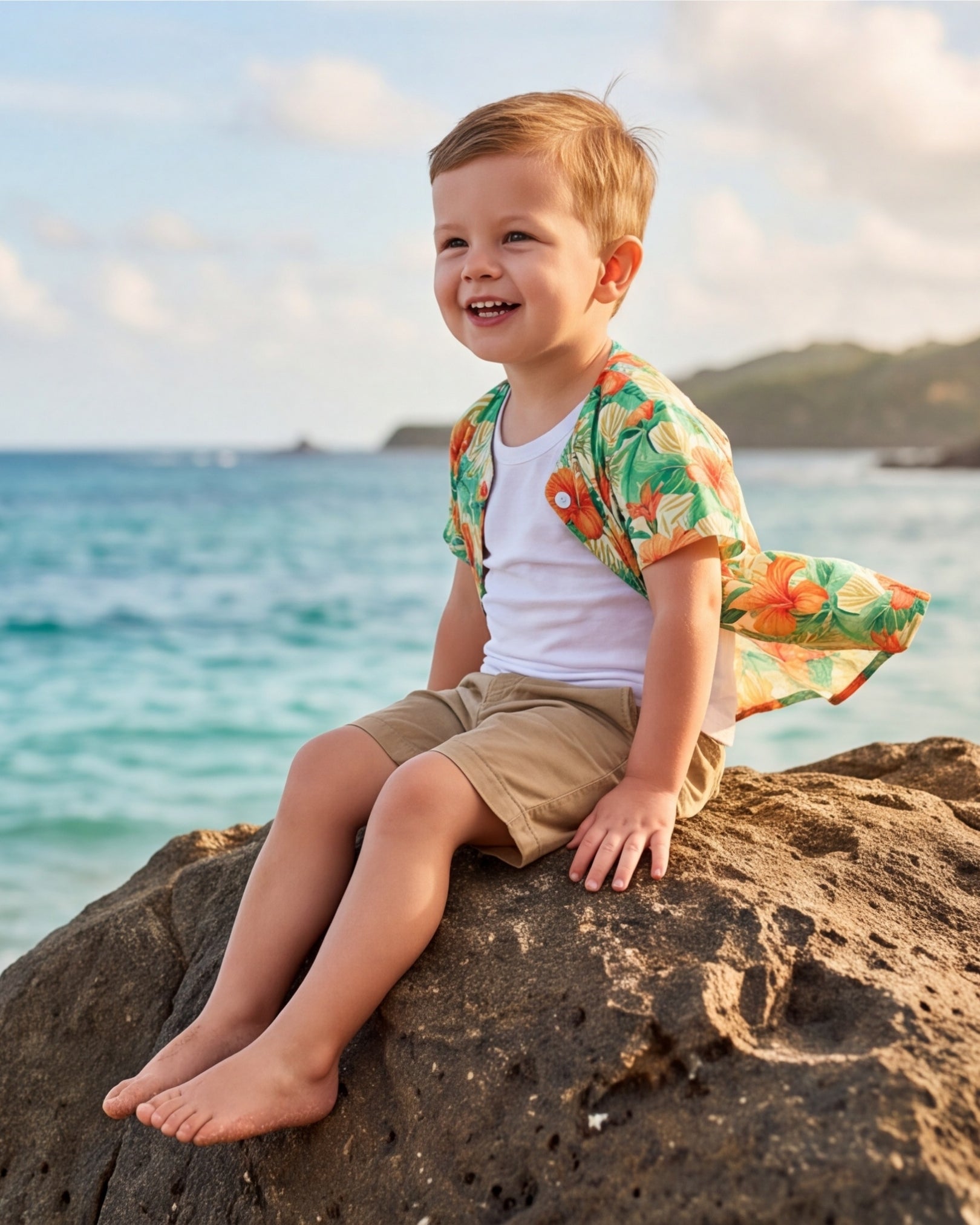 Childs Button Jersey - Sunrise Lagoon
