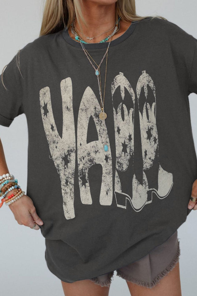 YALL Cowboy Boots Graphic Short Sleeve T-Shirt