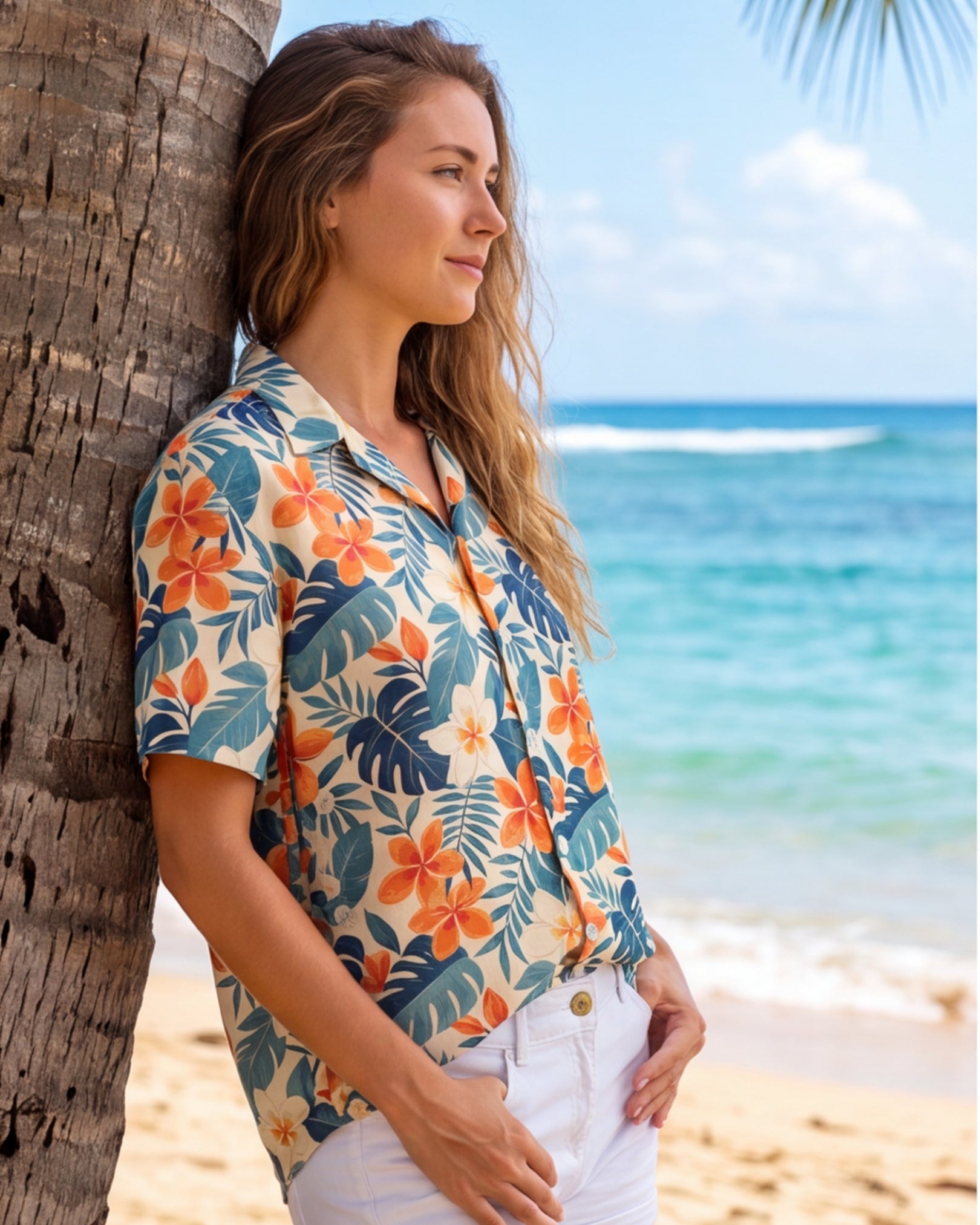 Womens Hawaiian Shirt - Botanical Cove