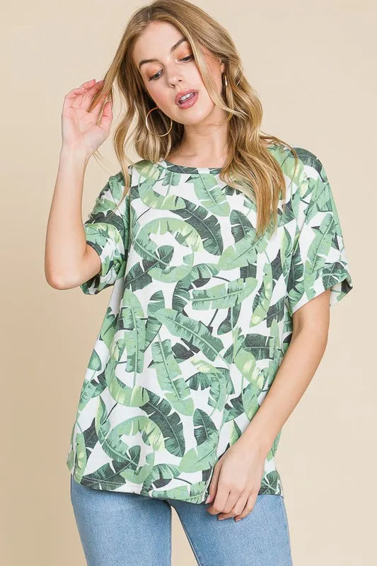 Lightweight Printed Round Neck Short Sleeve T-Shirt