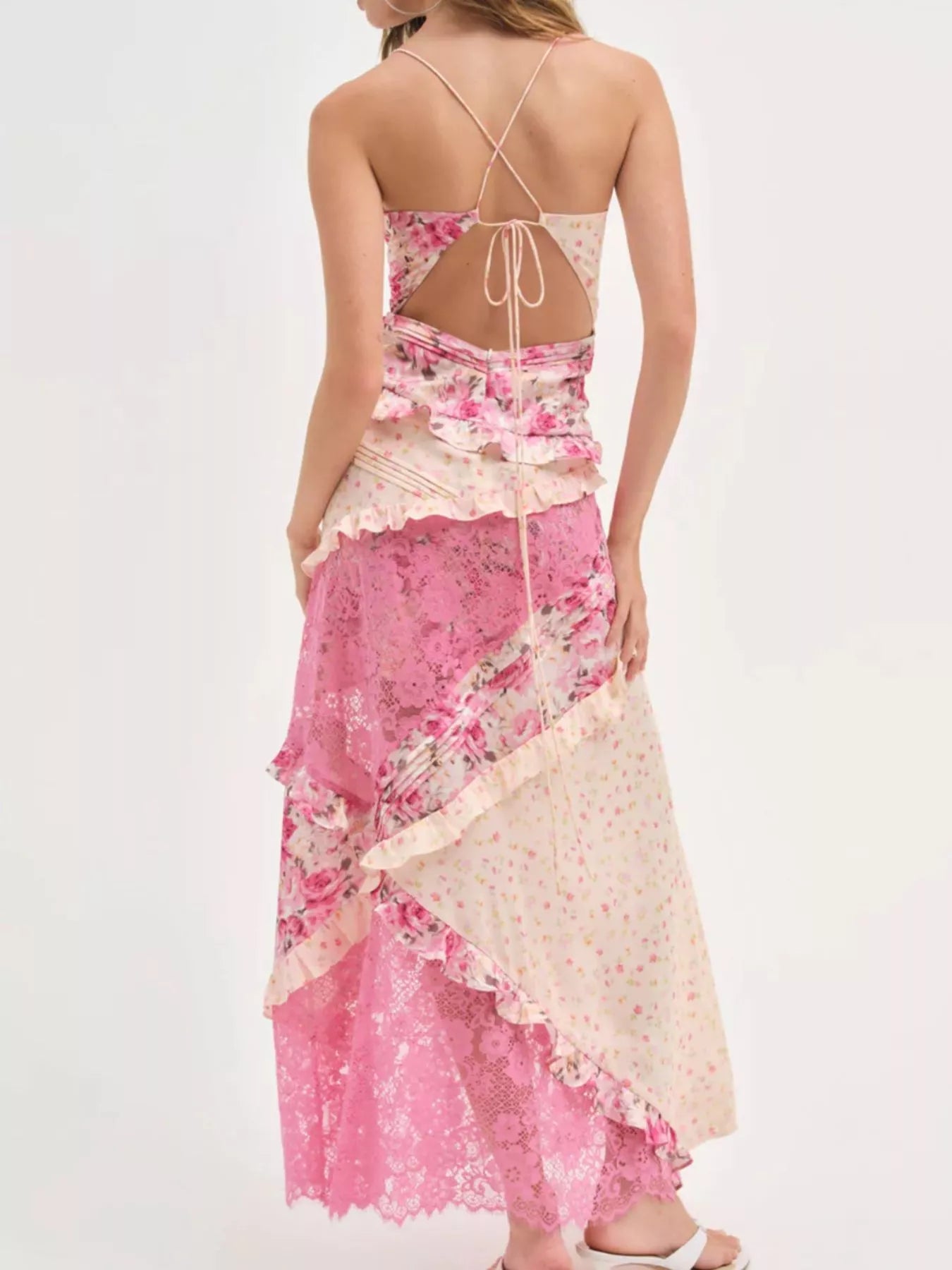 Lace Halter Neck Mini Dress - Backless & Cutout.