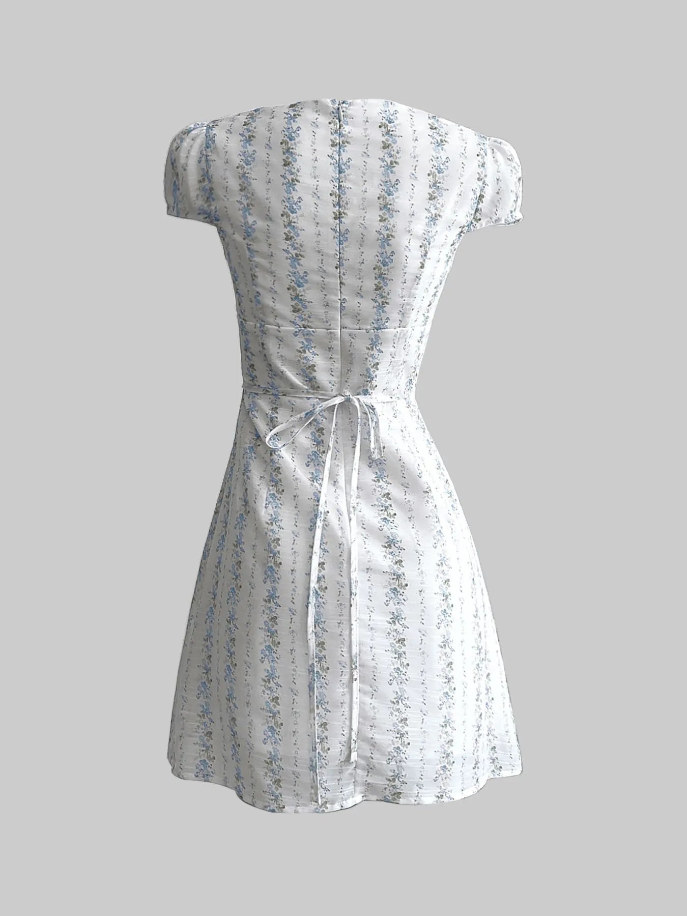 Floral Trim Bodycon Dress with Tie Detail.