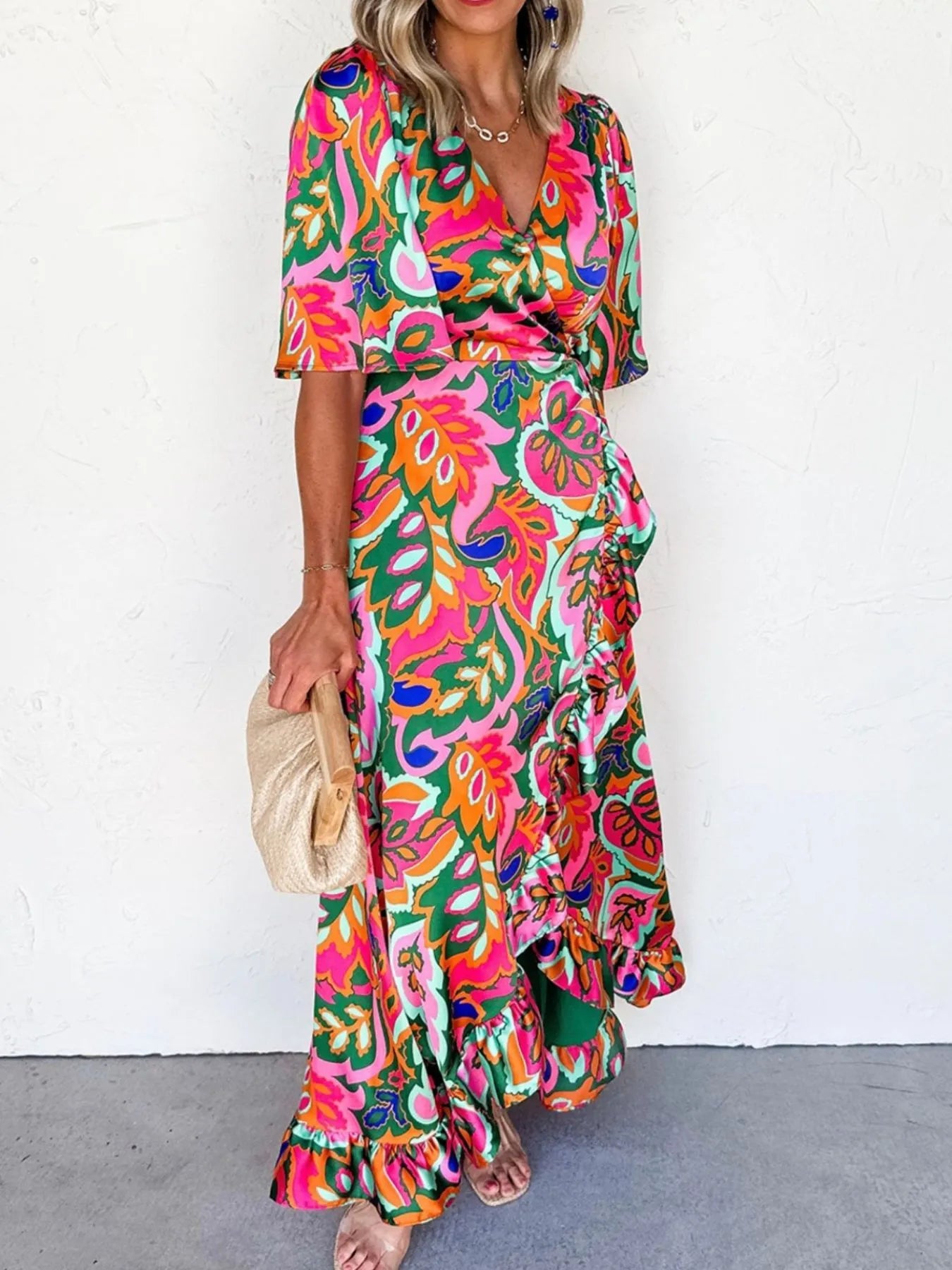 Floral Printed Sleeveless Pleated Dress - Cutout.