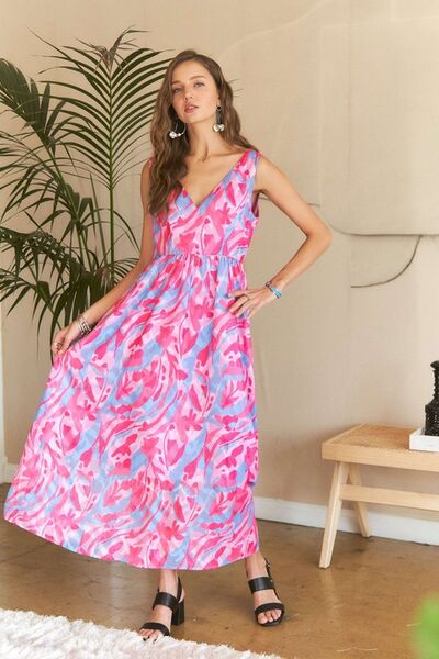 Adora Abstract Floral V-Neck Maxi Dress.