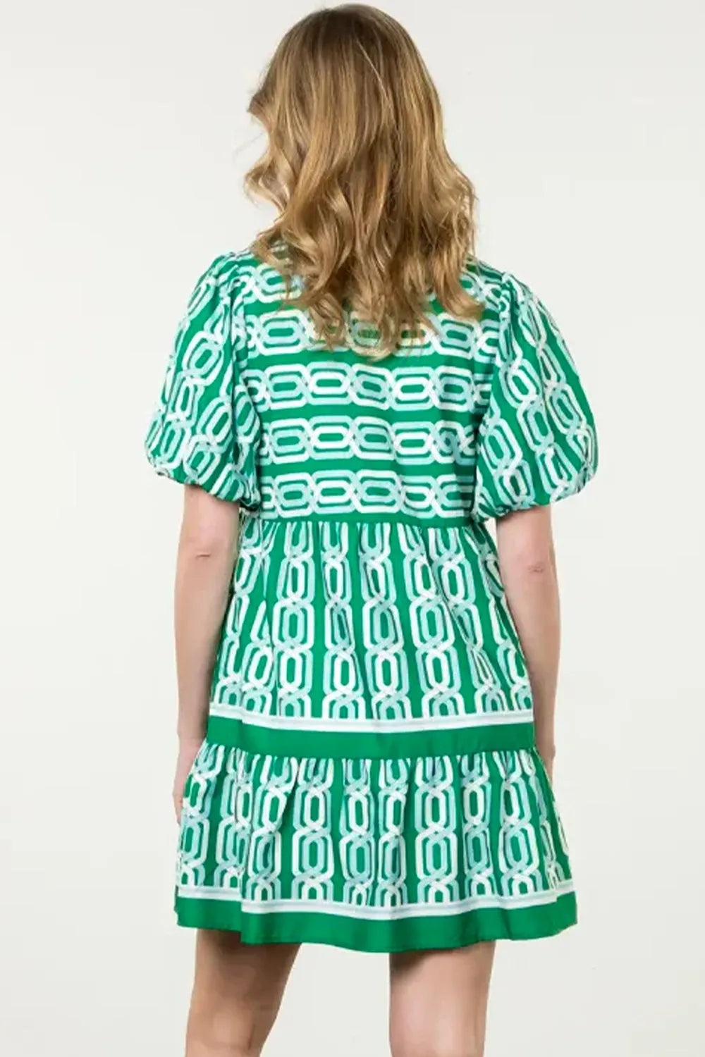 Drawstring Ruffled Half Sleeve Mini Dress.