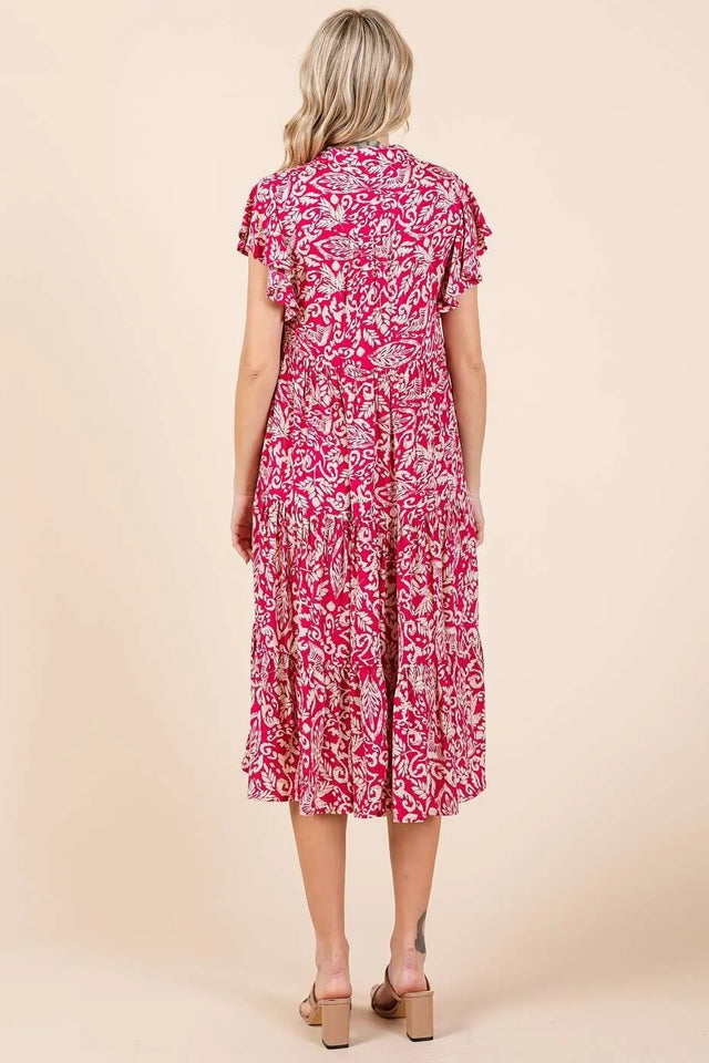 Mittoshop Abstract Print Ruffle Tier Midi Dress.