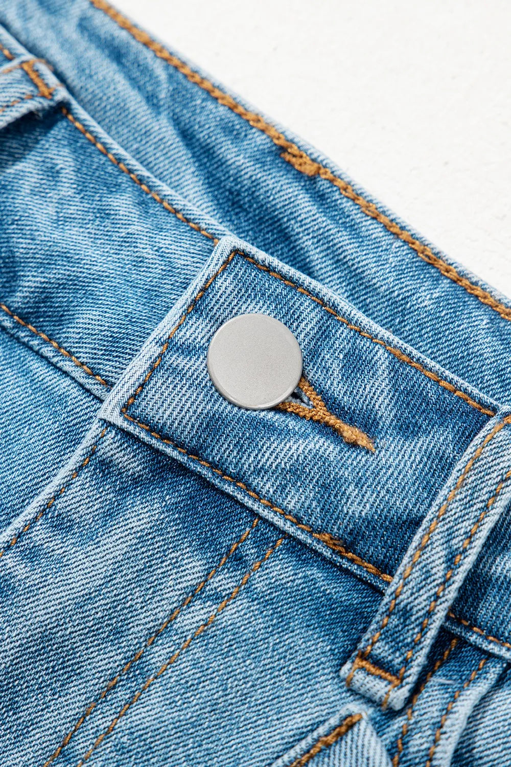 Acid Wash Bowknot Details High Waist Denim Skirt.